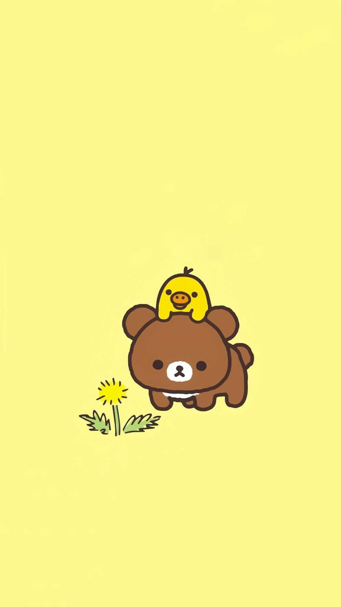 Kawaii Rilakkuma, brown bear, yellow chick, Full HD Phone Wallpaper