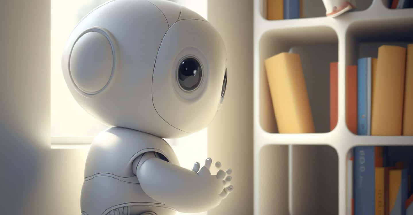 Kawaii Robot, white robot, window, HD Desktop Wallpaper