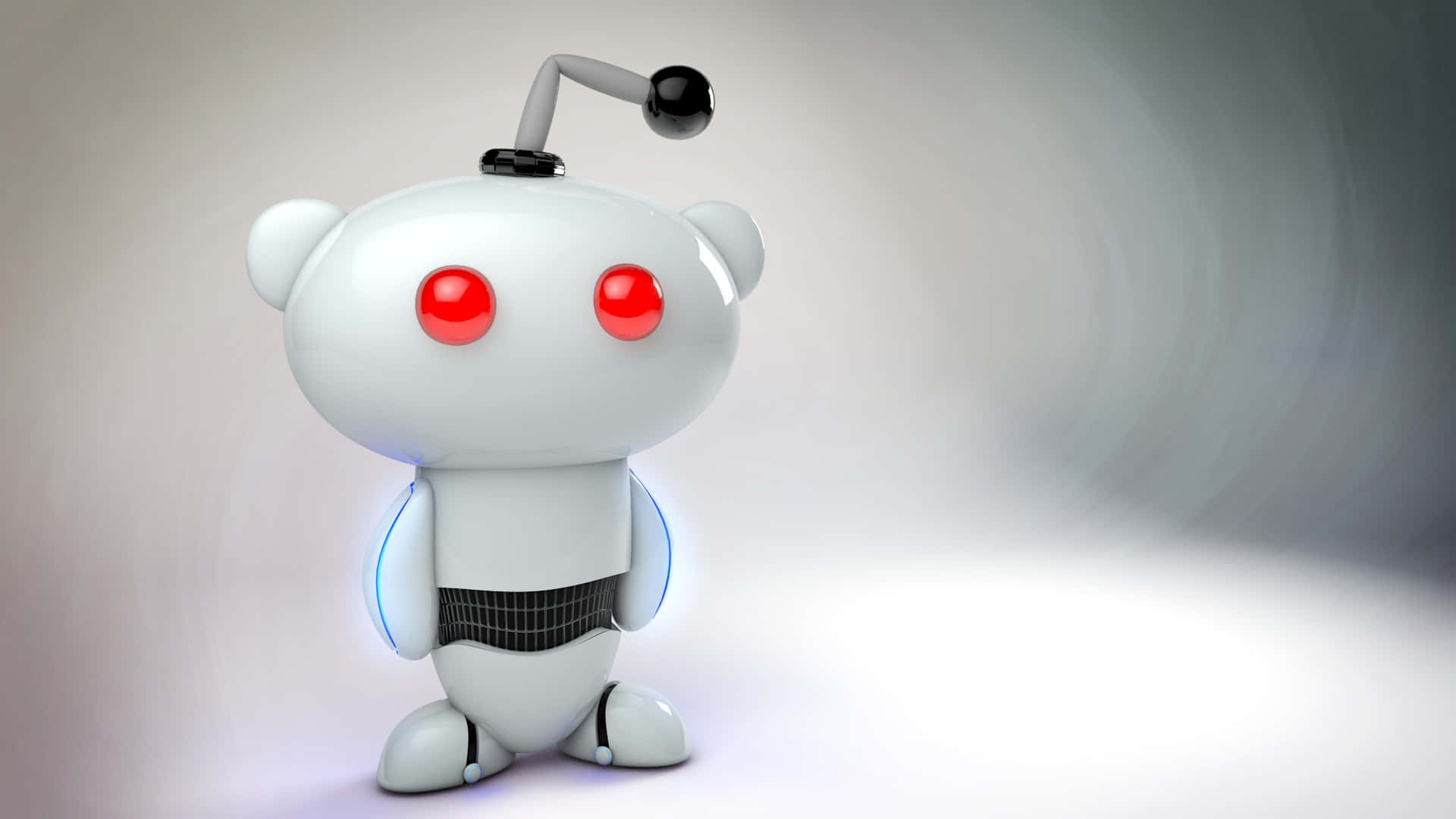 kawaii robot, white robot, glowing red eyes, Full HD Desktop Wallpaper