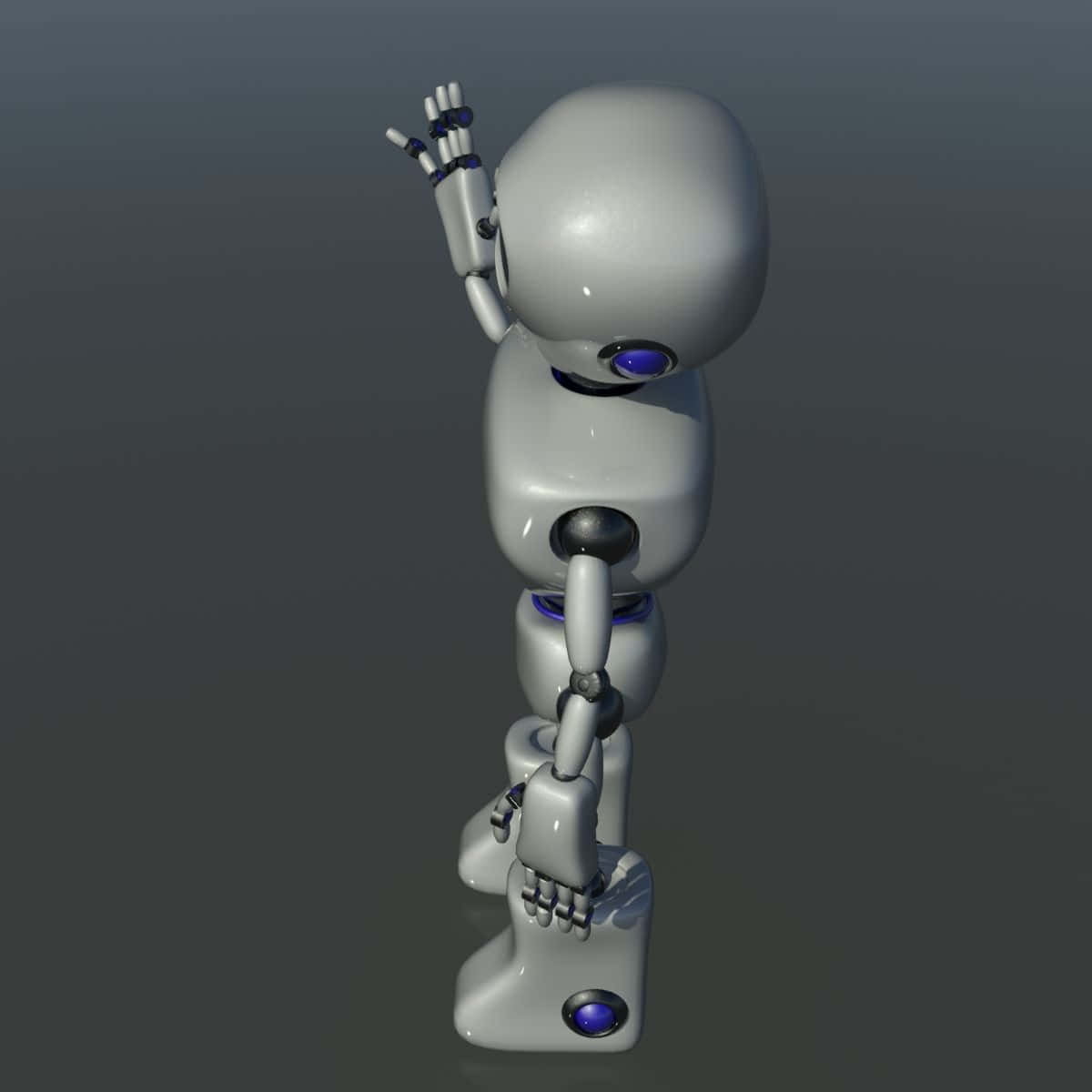 kawaii robot, white robot, glowing blue eyes, SD Desktop Wallpaper