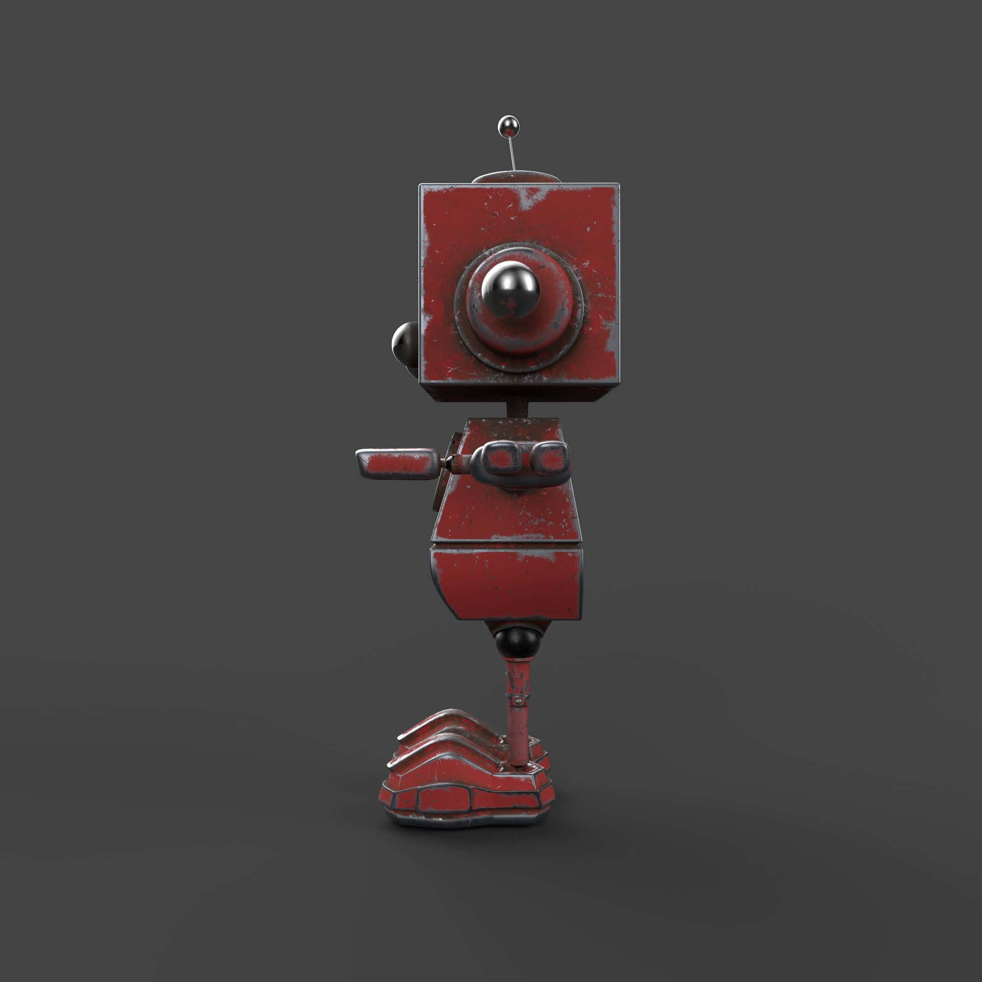 Kawaii Robot 2000, vintage red robot, square head, Full HD Desktop Wallpaper