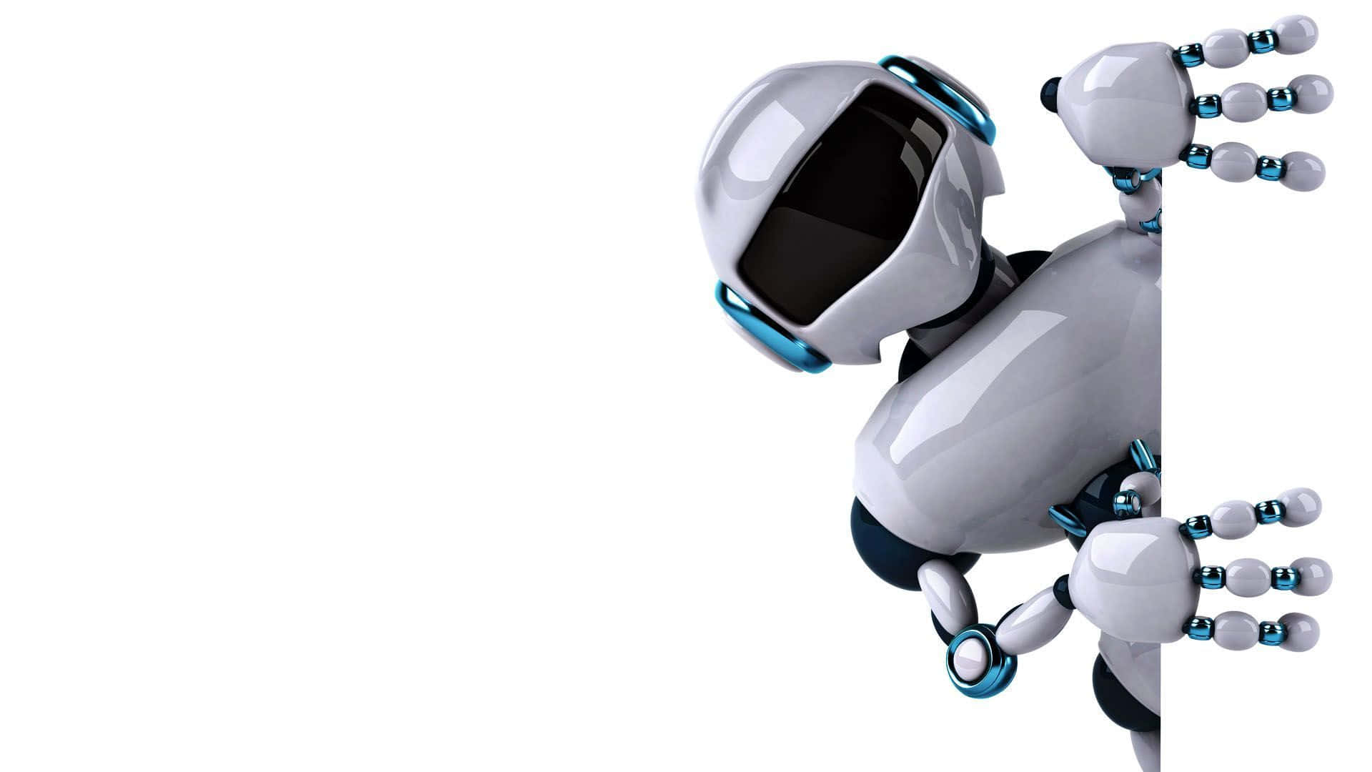 Kawaii Robot, white, blue, Full HD Desktop Wallpaper