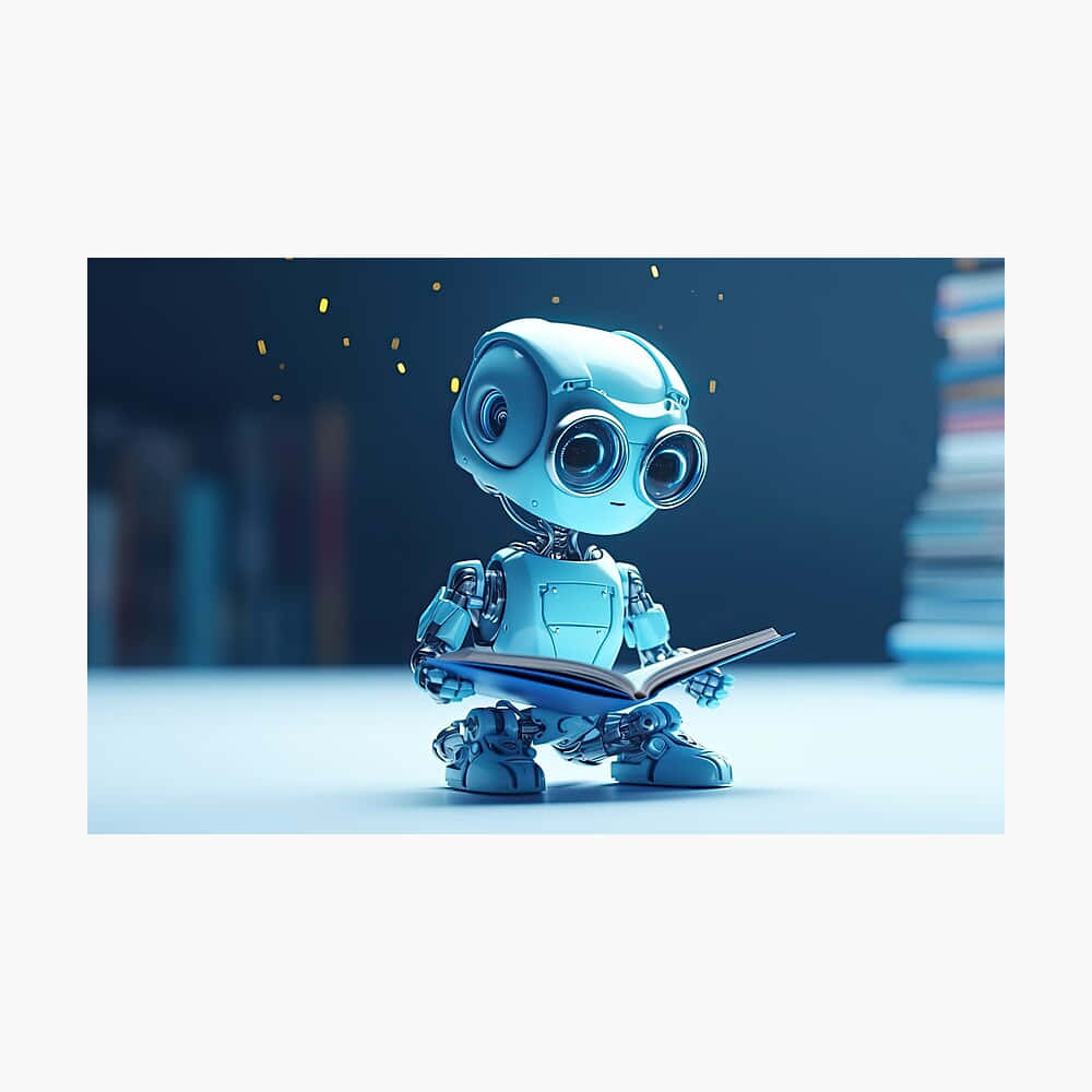 Kawaii Robot 1000, blue robot, big eyes, SD Desktop Wallpaper