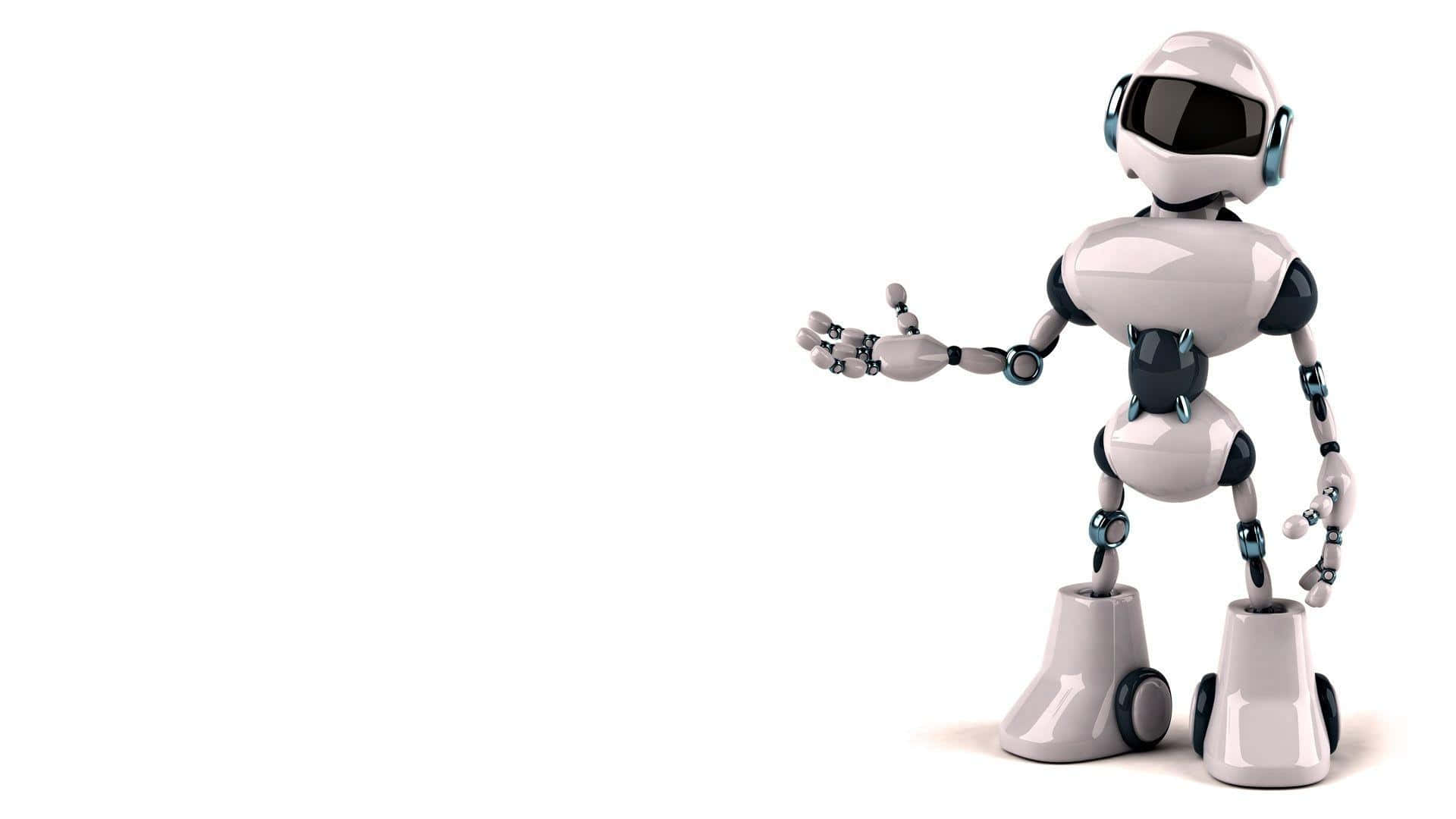 Kawaii Robot, white humanoid robot, black accents, Full HD Desktop Wallpaper