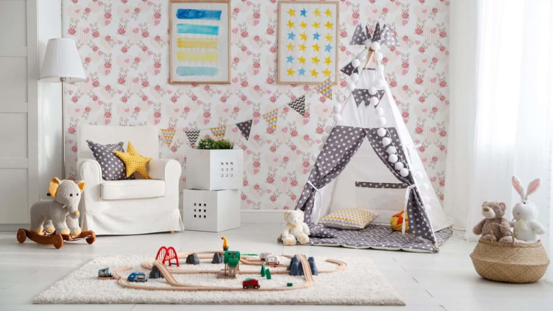 Kawaii Room, pastel colors, plush toys, Full HD Desktop Wallpaper