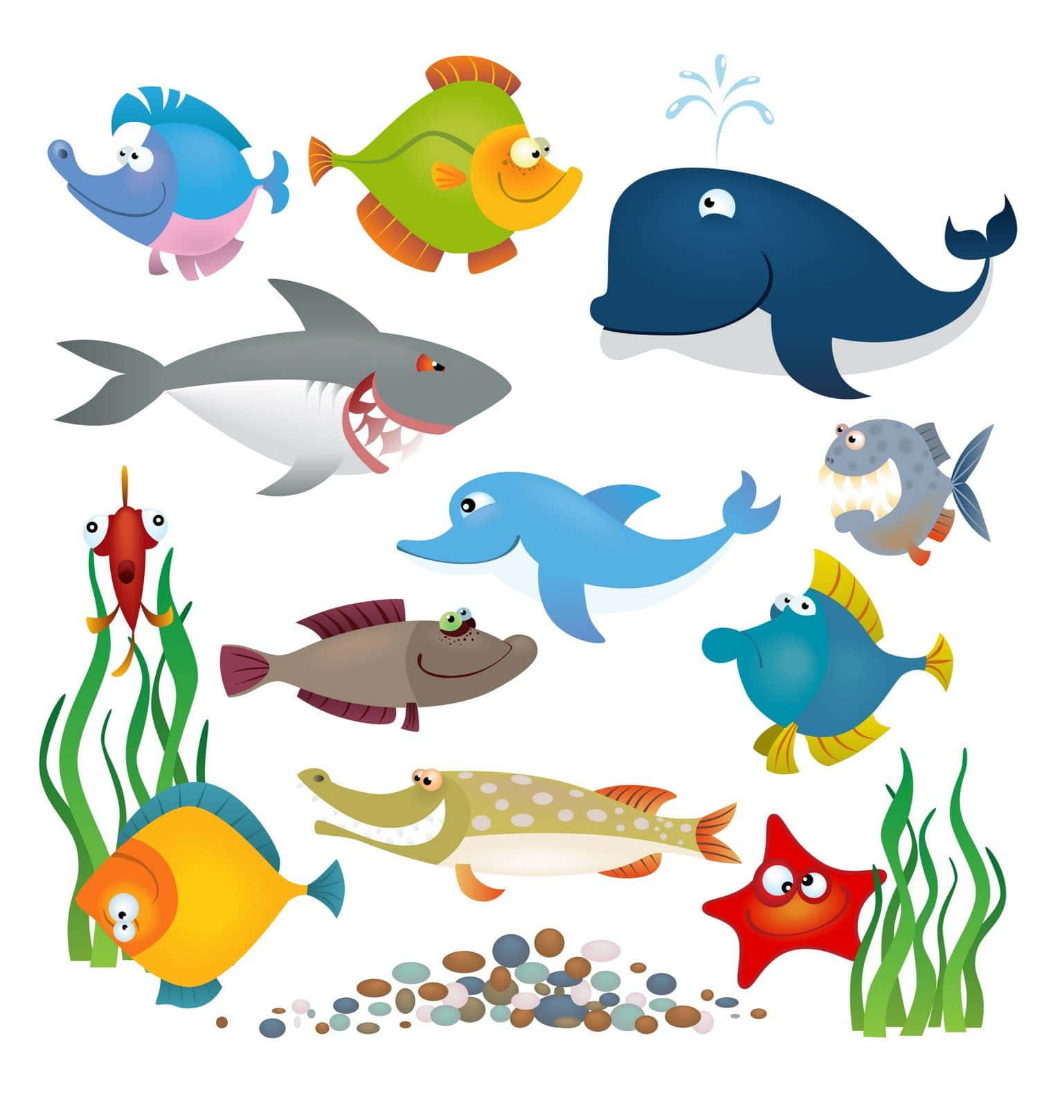 kawaii sea creatures, fish, sharks, HD Phone Wallpaper