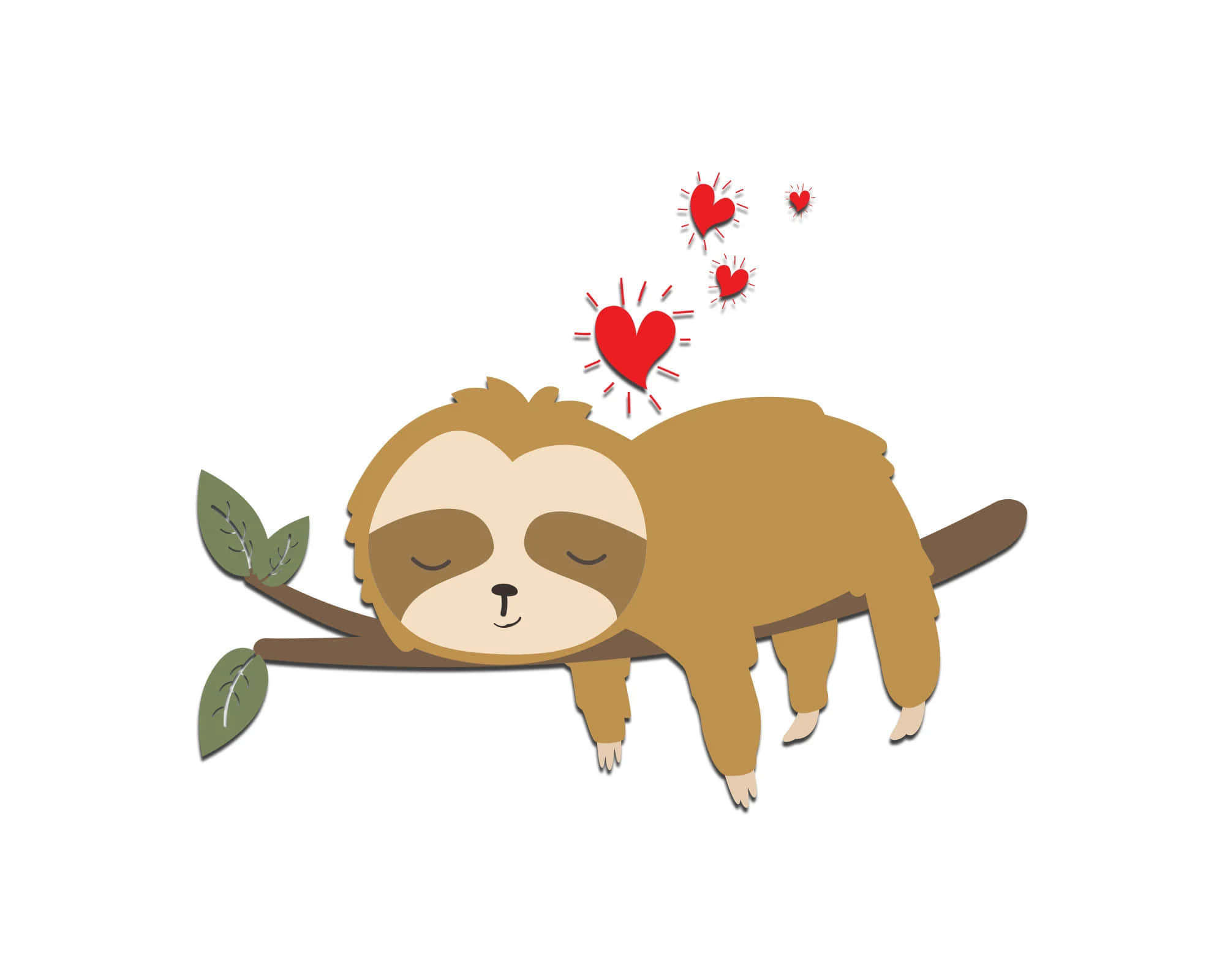 Kawaii Sloth, cartoon sloth, branch, Full HD Desktop Wallpaper
