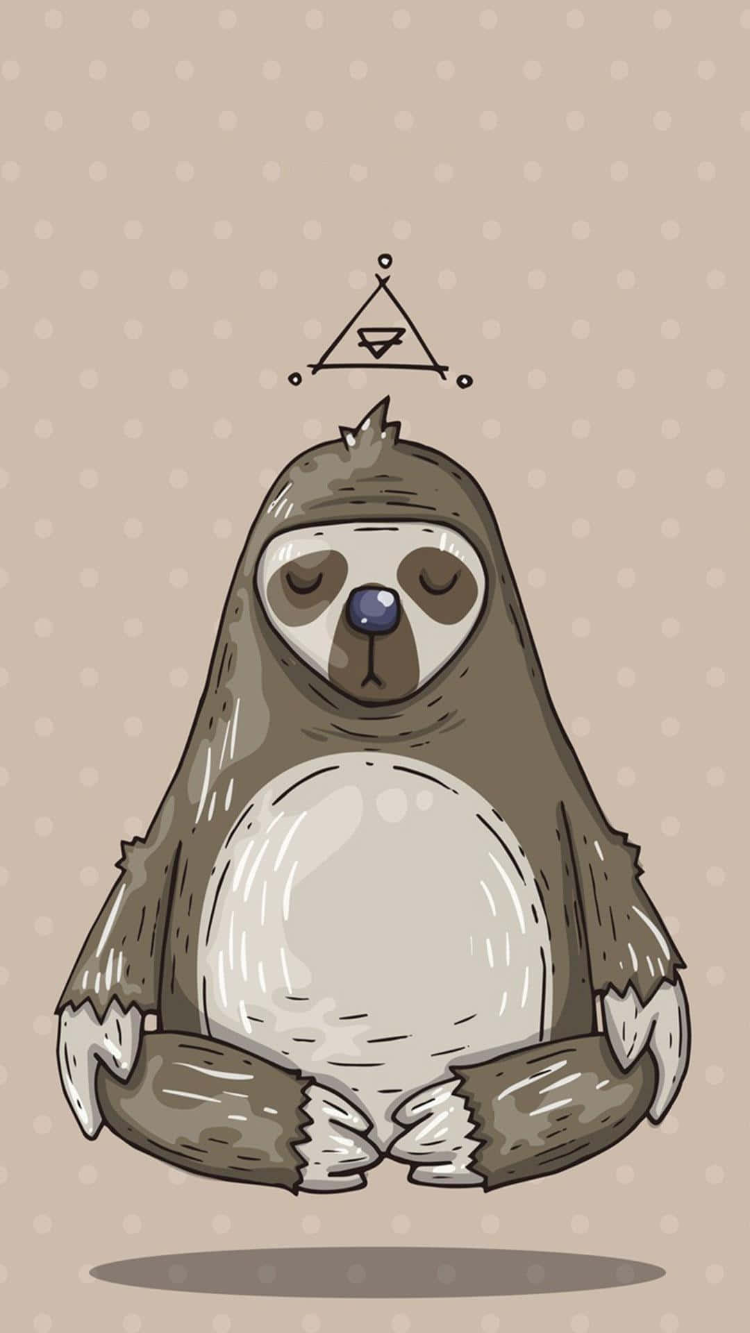 kawaii sloth, cartoon sloth, cross-legged pose, Full HD Phone Wallpaper