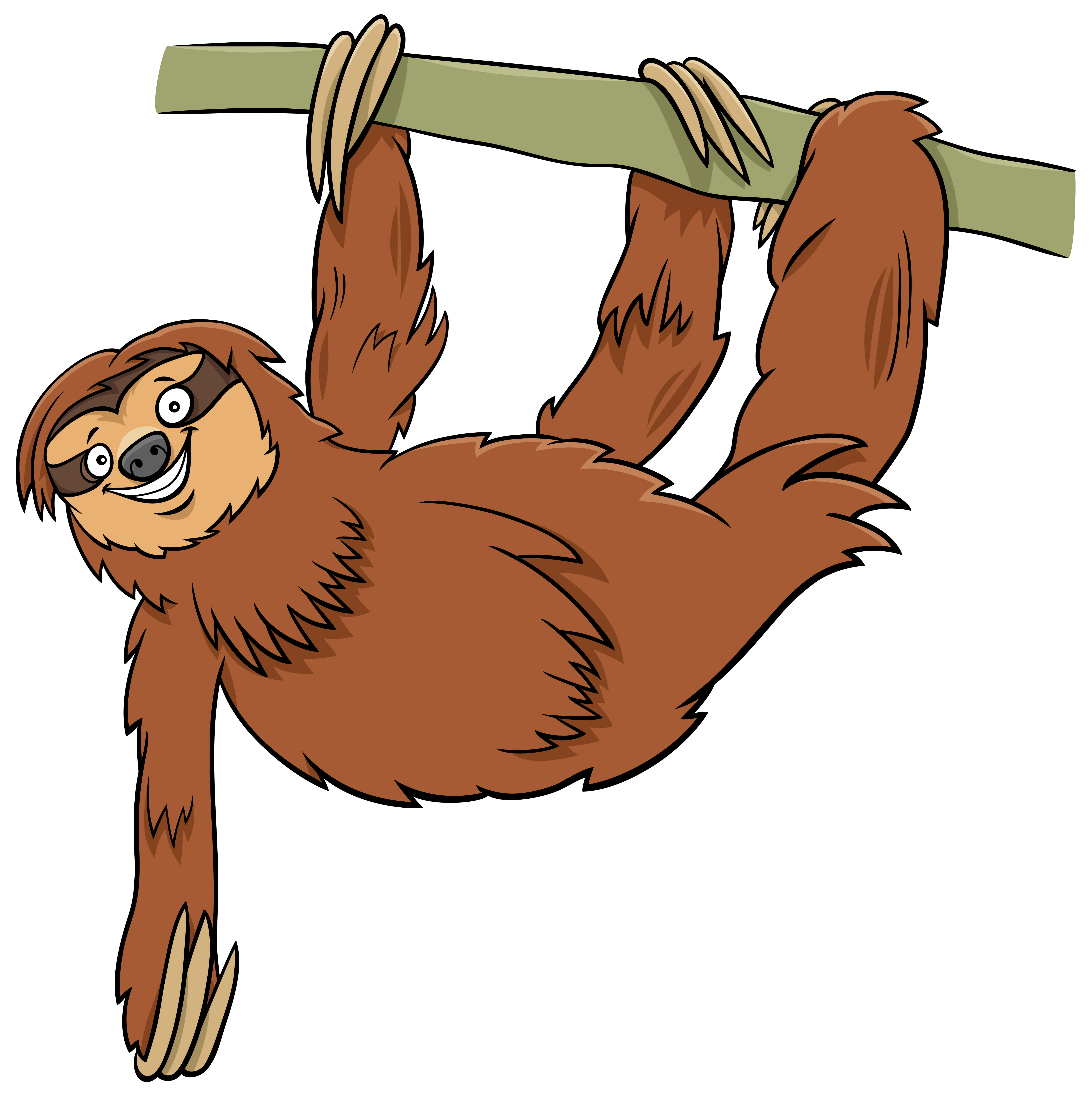 kawaii sloth, tree branch, green branch, 5K Phone Wallpaper