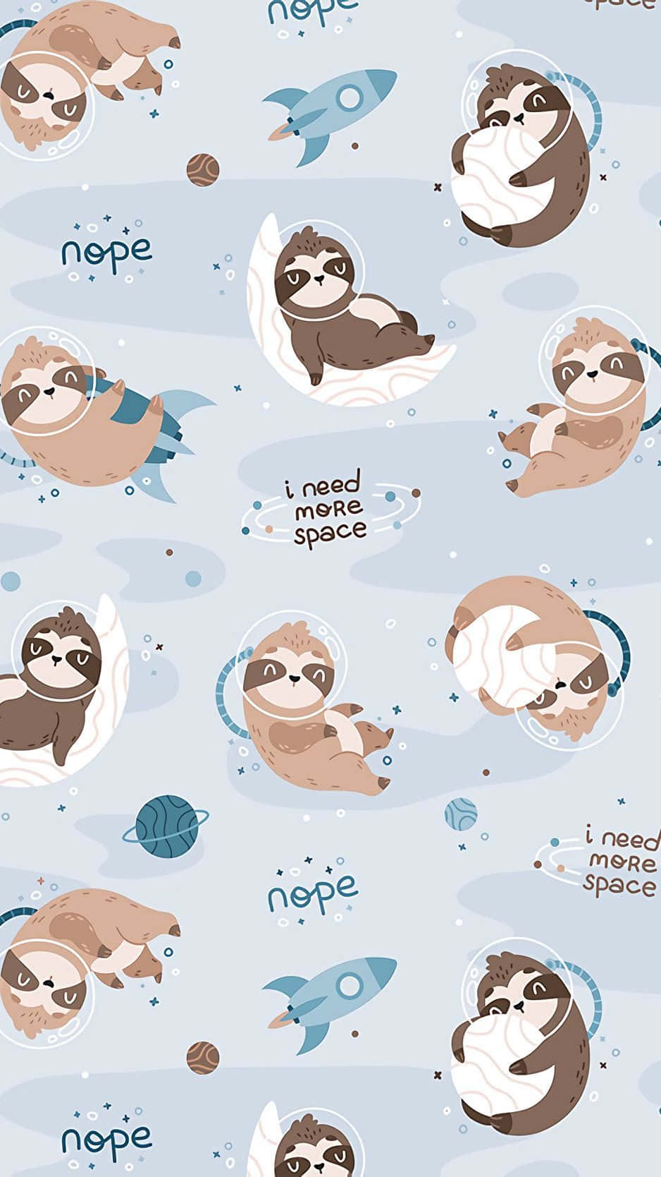 kawaii sloth, space suits, planets, HD Phone Wallpaper