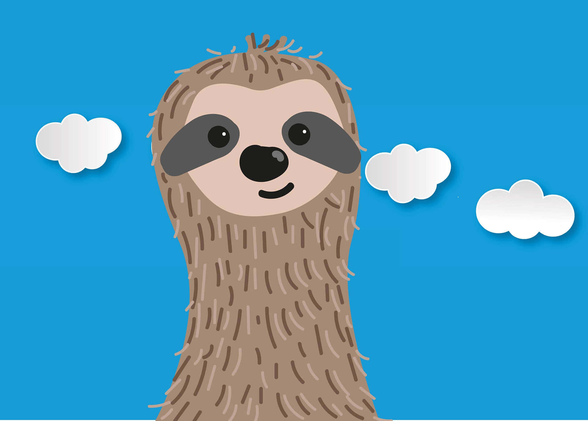 kawaii sloth, brown fur, dark mask, Full HD Desktop Wallpaper