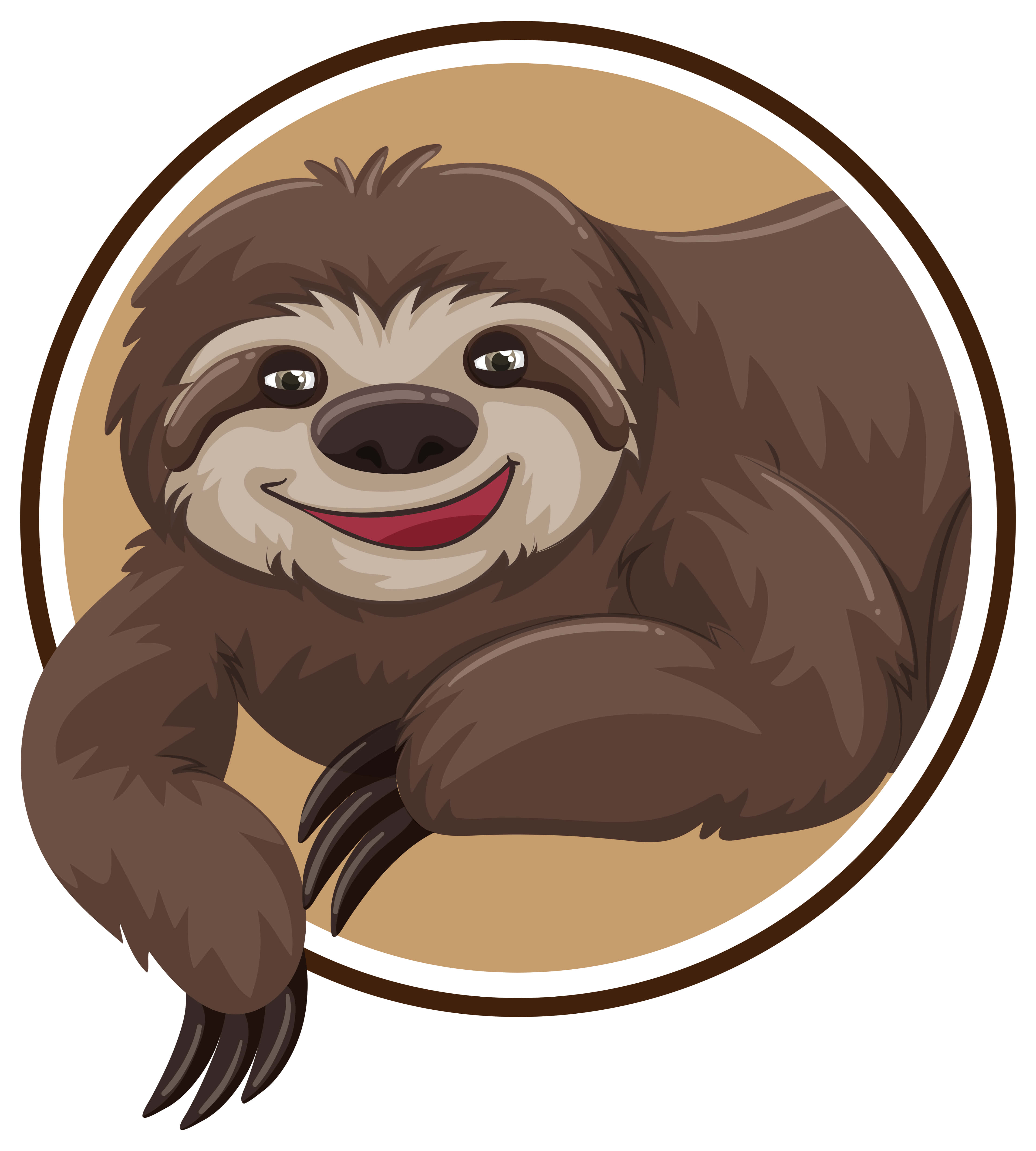 kawaii sloth, circular frame, fluffy brown fur, 4K Phone Wallpaper