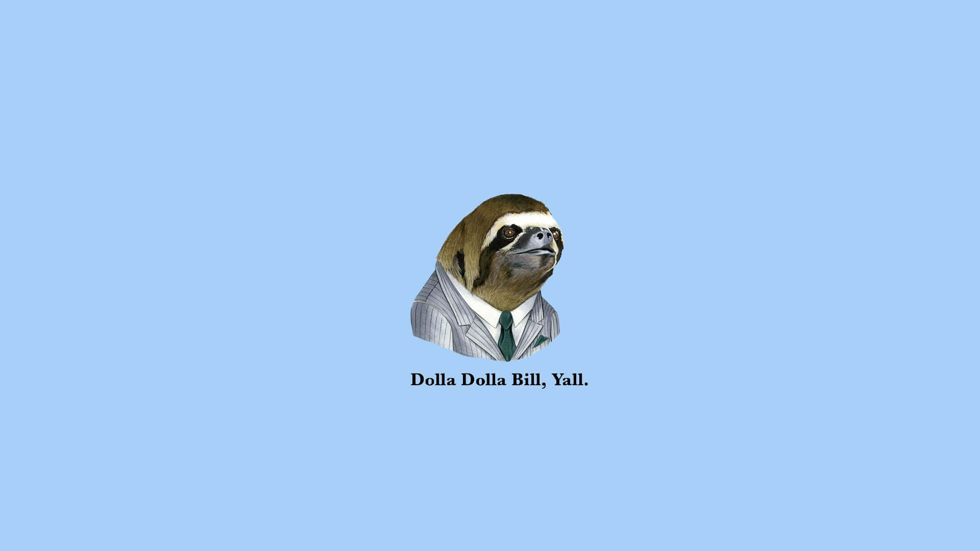 kawaii sloth, suit and tie, light blue background, Full HD Desktop Wallpaper