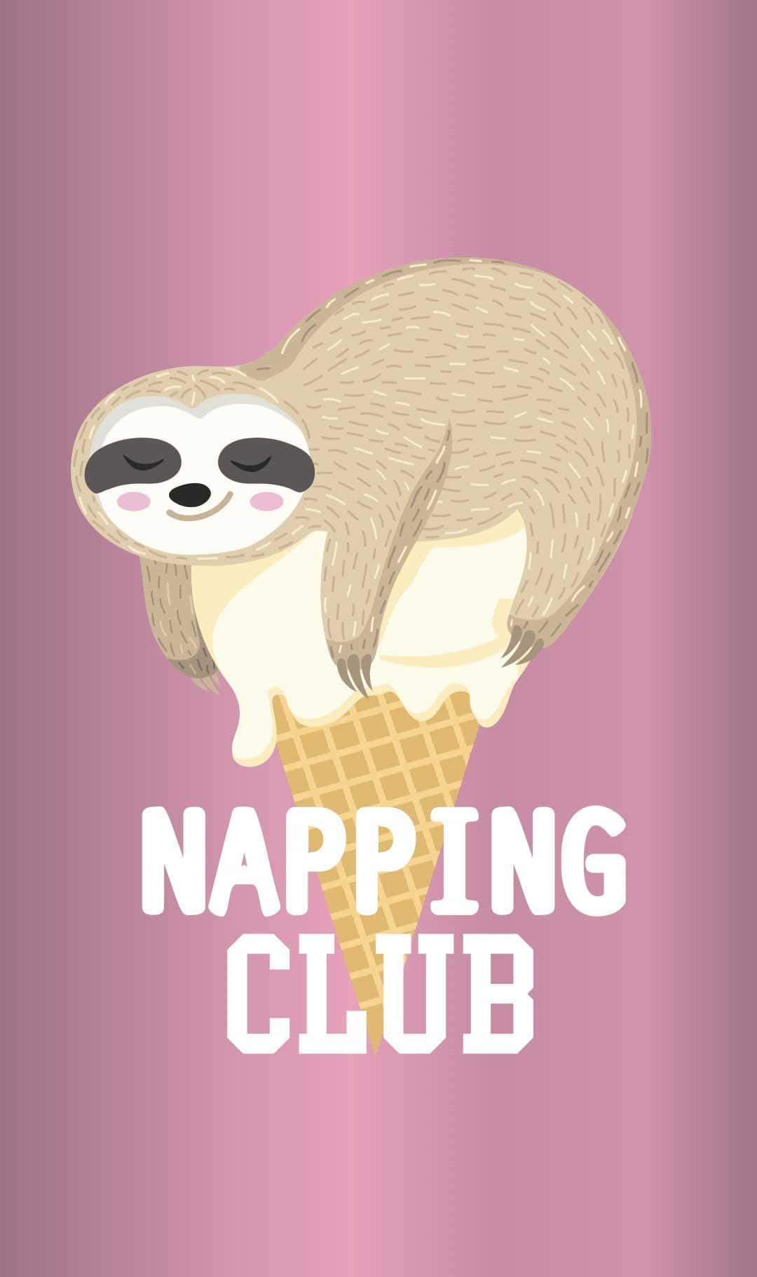 kawaii sloth, vanilla ice cream cone, soft pink gradient background, HD Phone Wallpaper