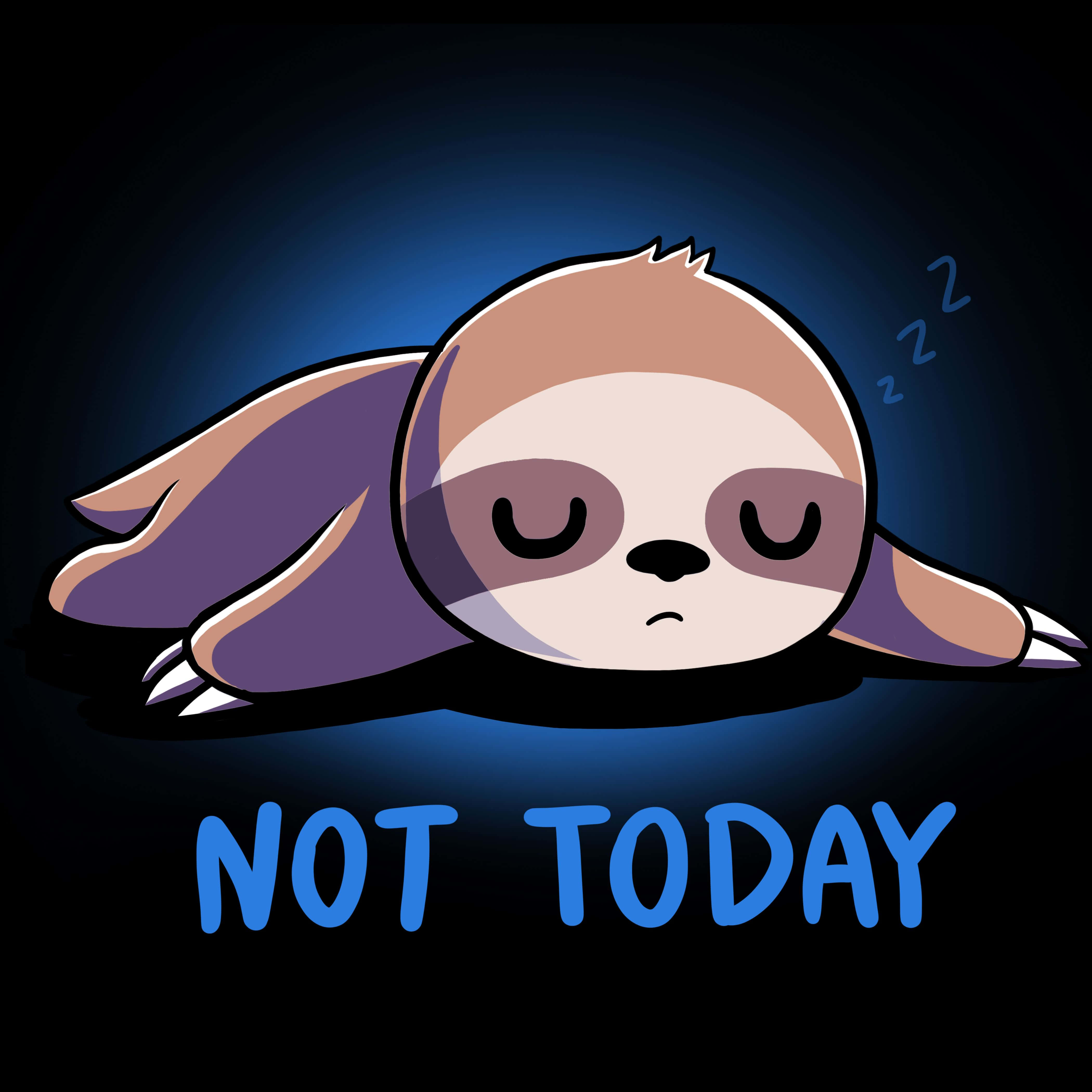 kawaii sloth, tree branch, dark blue gradient background, 4K Desktop Wallpaper