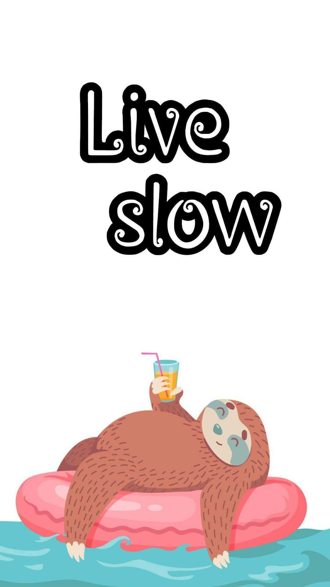 kawaii sloth, pink inflatable ring, turquoise water, Full HD Phone Wallpaper