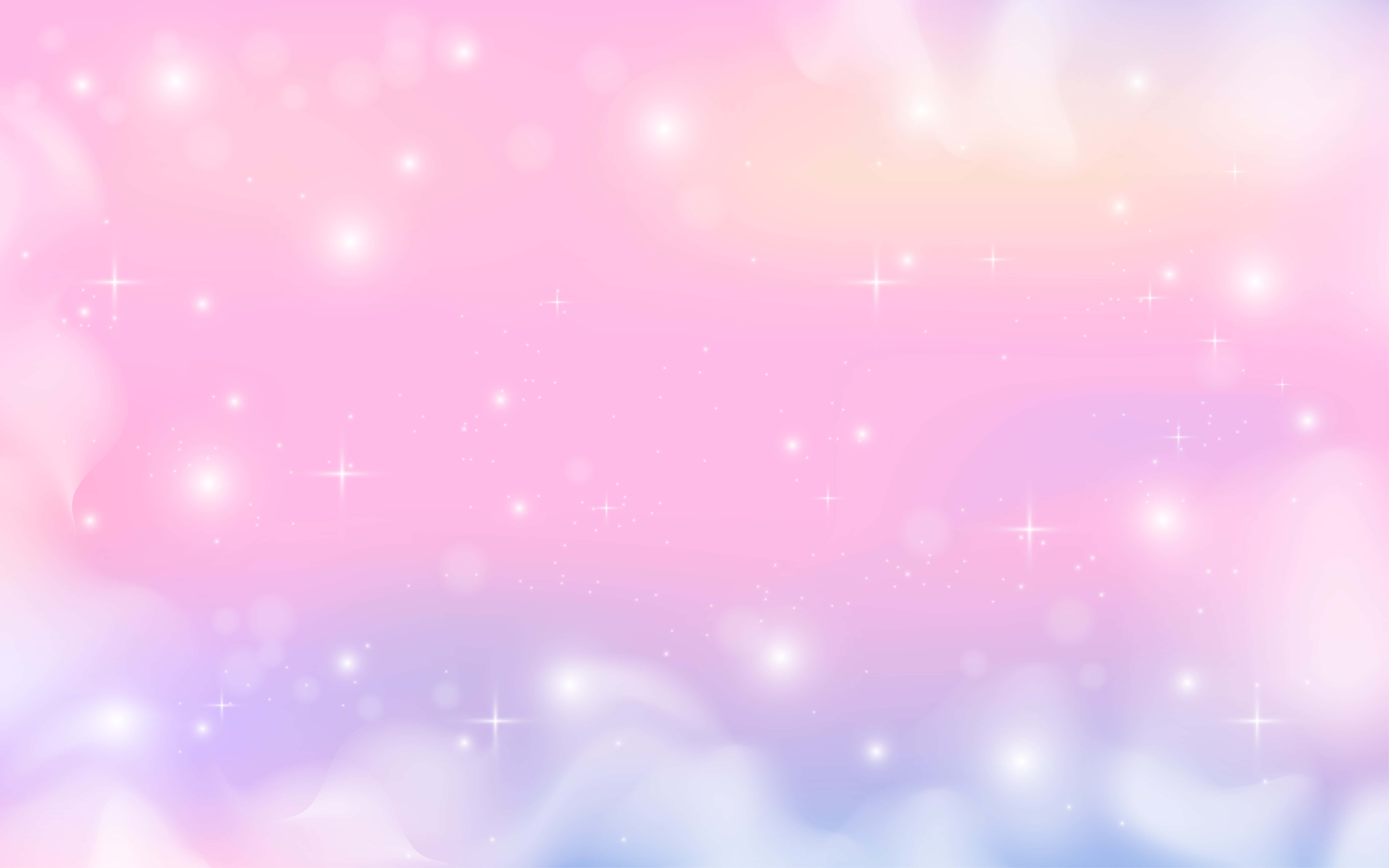 Kawaii Space, pastel gradient sky, twinkling stars, 5K Desktop Wallpaper