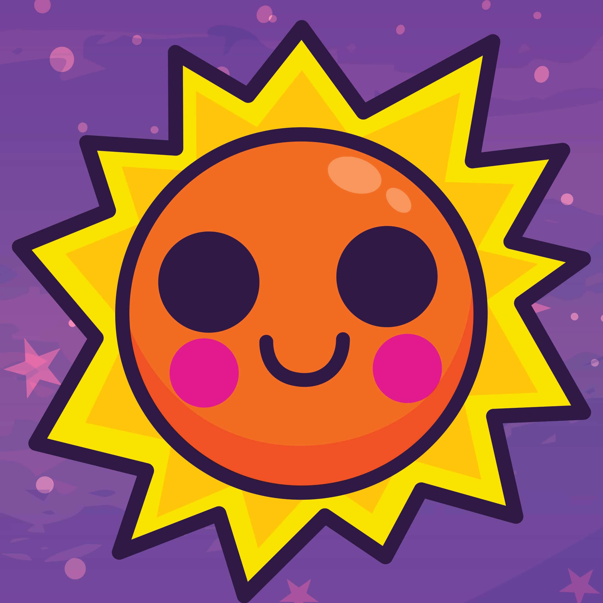 Kawaii Space, cartoon sun, smiling face, Full HD Desktop Wallpaper
