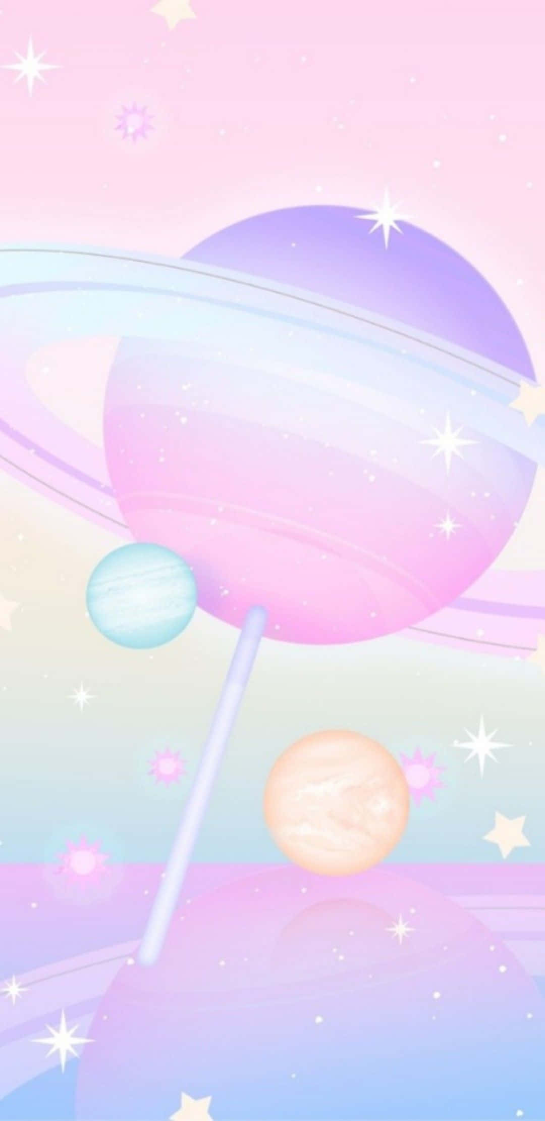 Kawaii Space, pastel lollipop, colorful planets, Full HD Phone Wallpaper