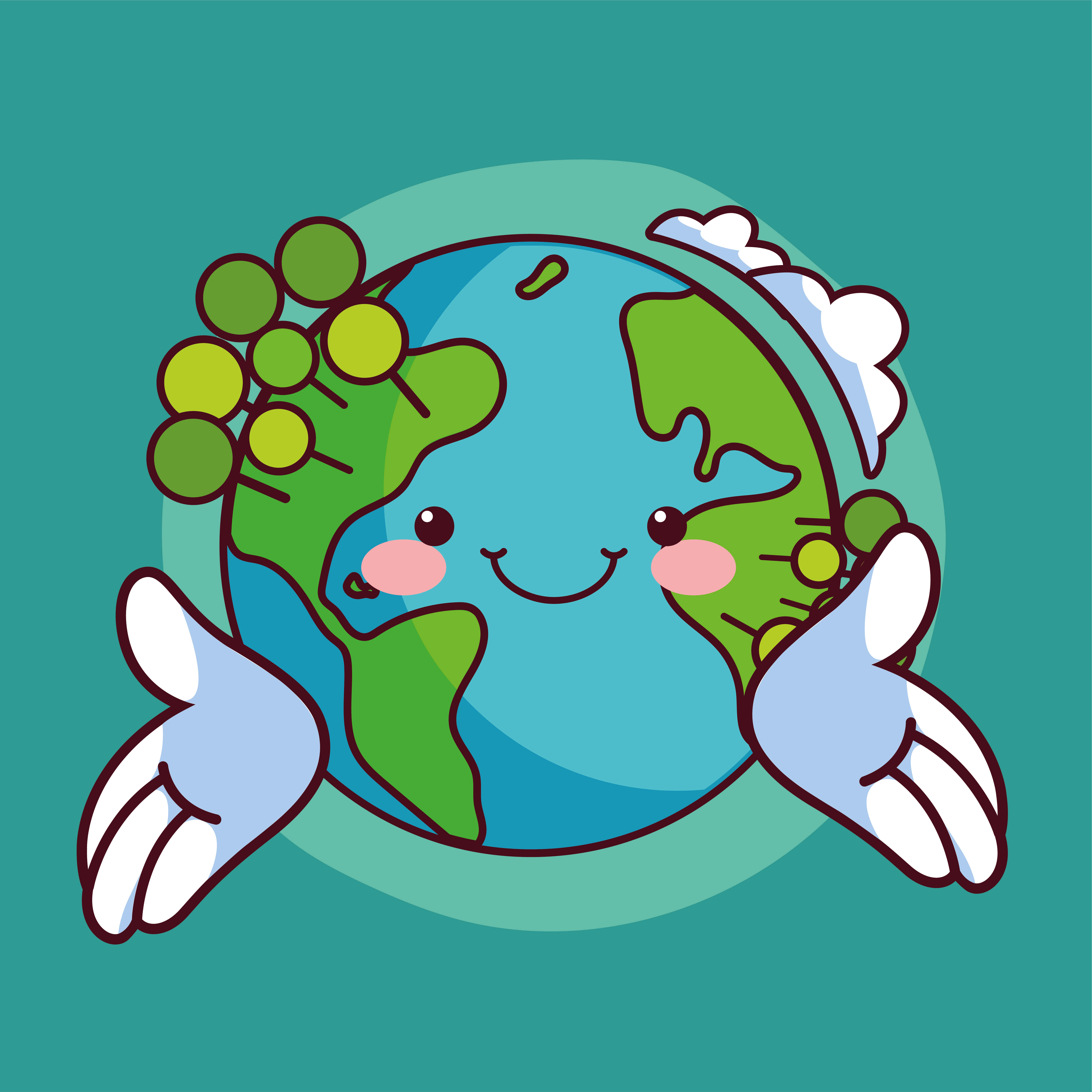 Kawaii Space, Earth, smiling face, 5K Desktop Wallpaper