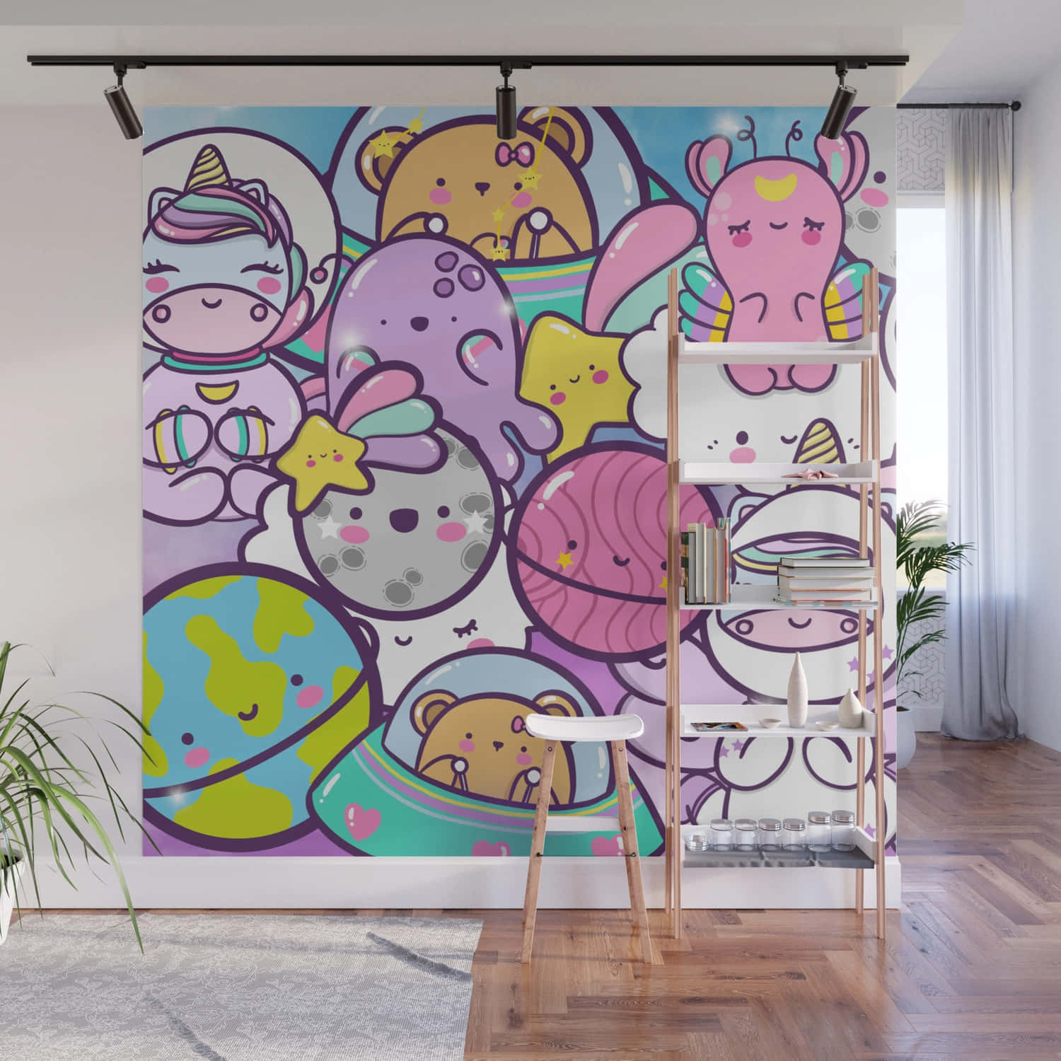 Kawaii Space, unicorns, bears, HD Desktop Wallpaper