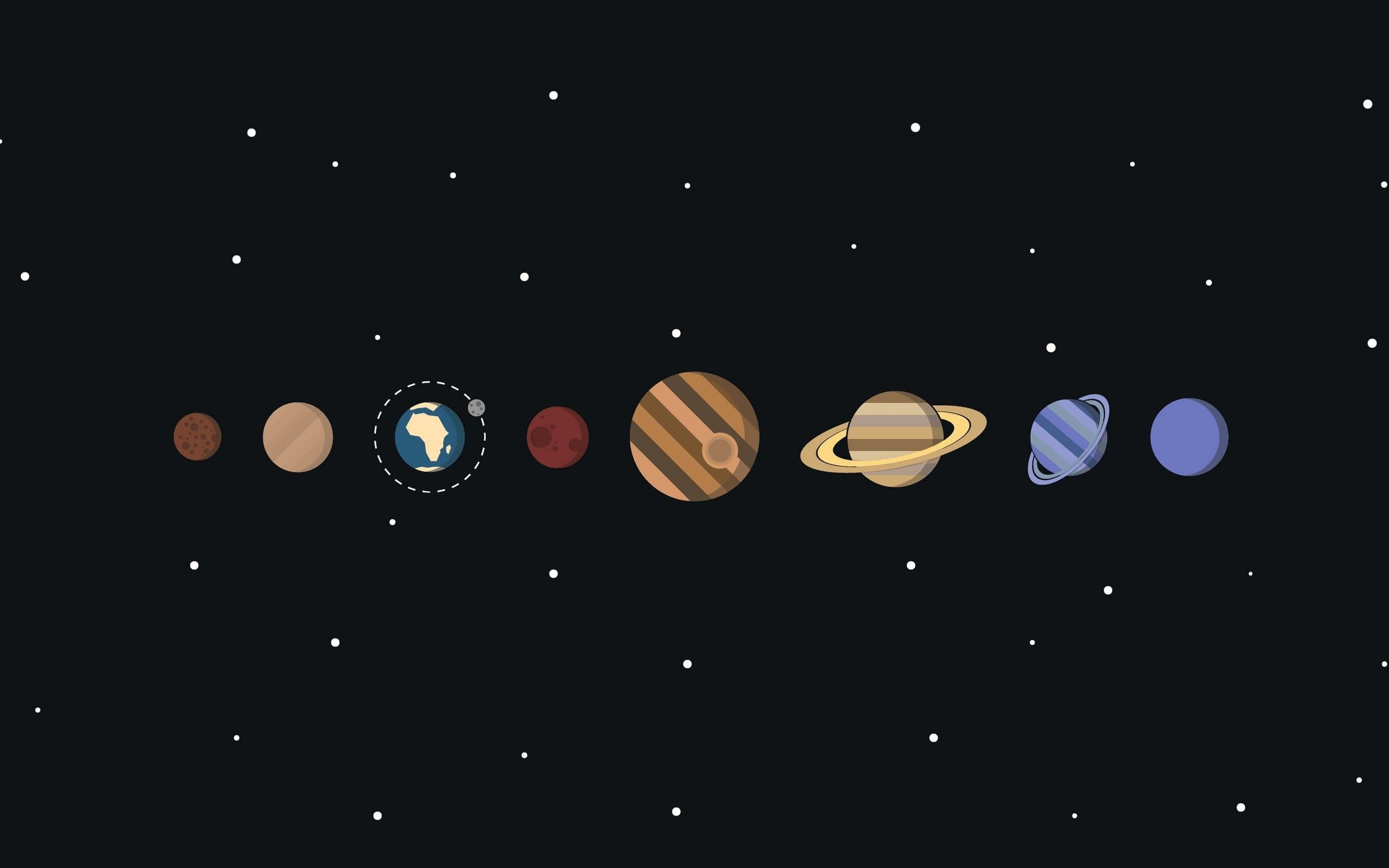 Kawaii Space, solar system, planets, 2K Desktop Wallpaper