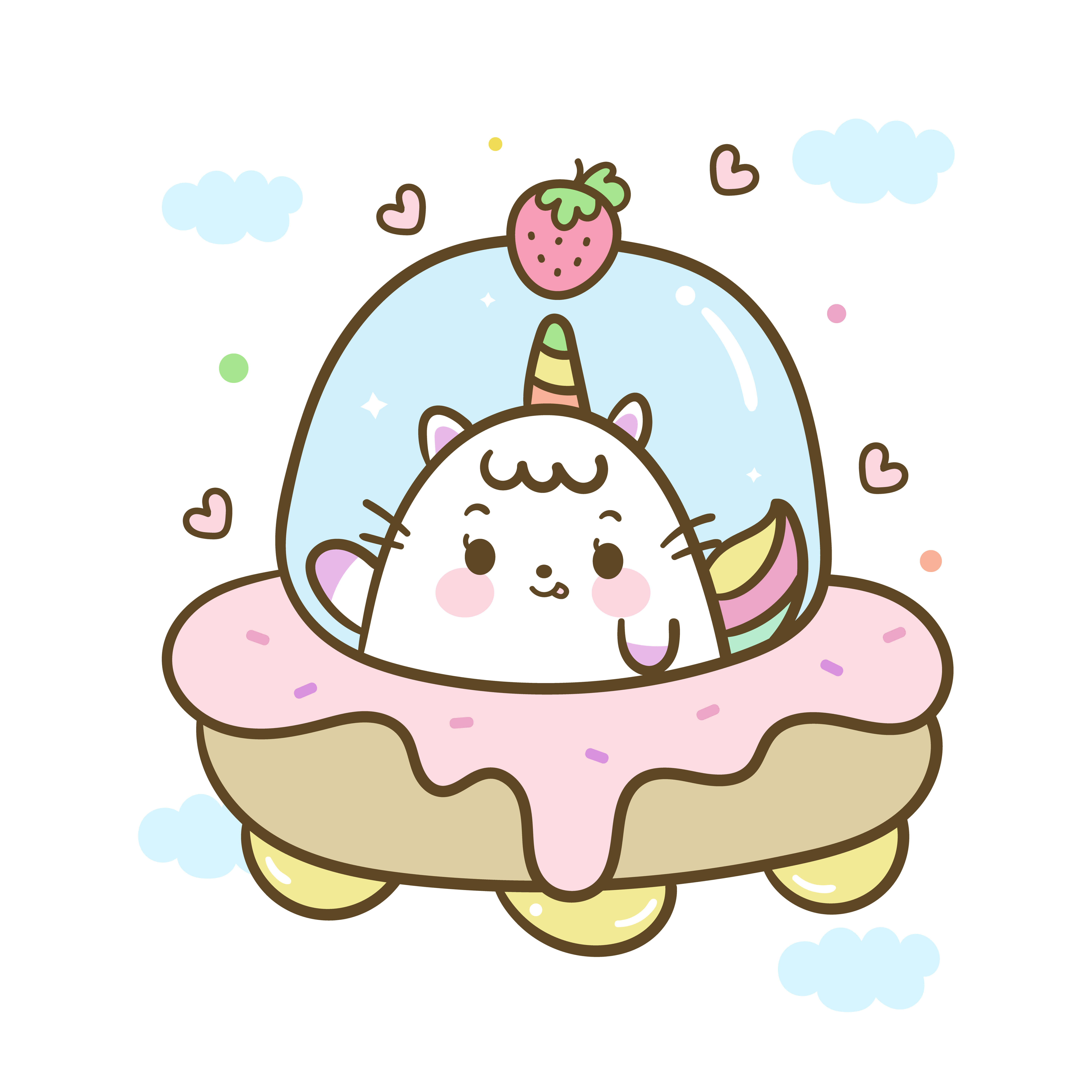 kawaii space 6000 x 6000 wallpaper, Adorable Kawaii Space, white cat, 5K Desktop Wallpaper