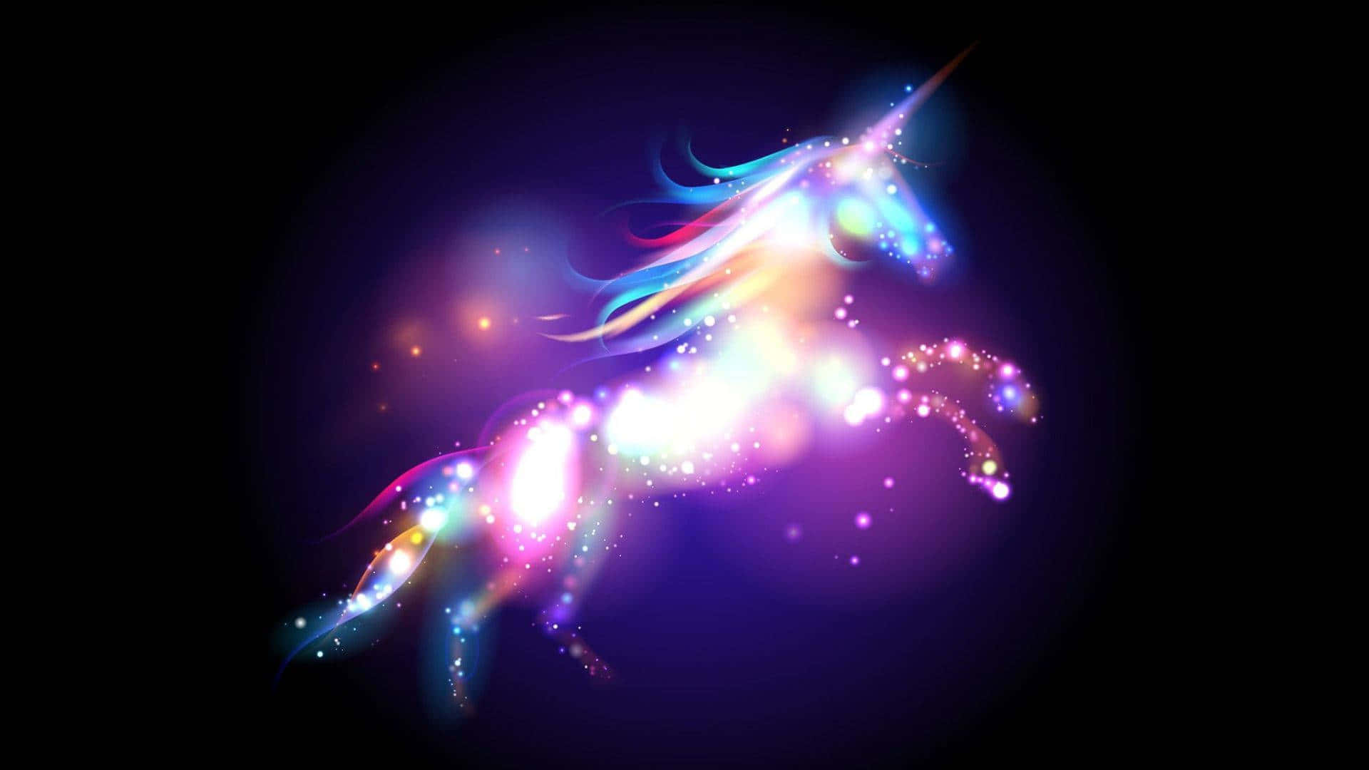 kawaii galaxy, glowing magical unicorn, dark cosmic void, Full HD Desktop Wallpaper