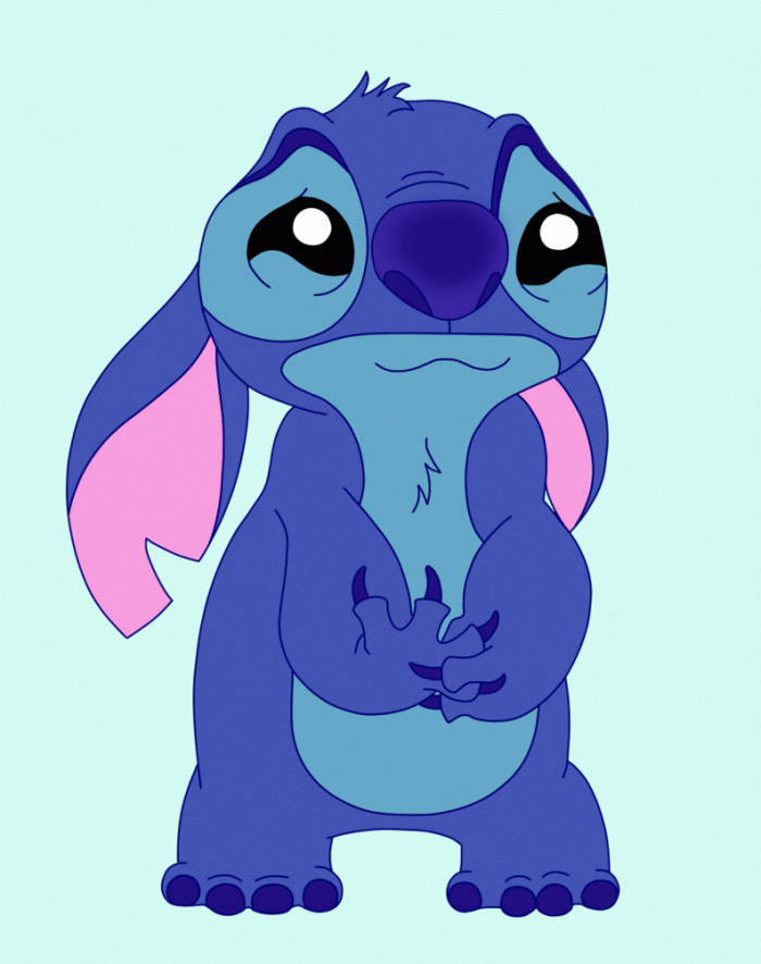 Kawaii Stitch, blue alien, pink ears, SD Phone Wallpaper