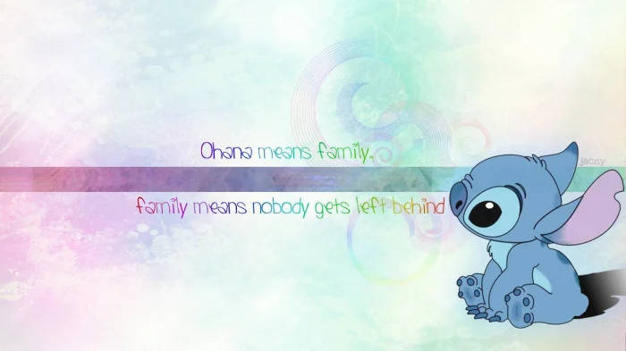 Kawaii Stitch, blue cartoon alien, pastel gradient background, SD Desktop Wallpaper