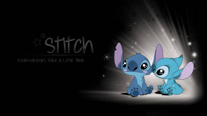 Kawaii Stitch, blue alien characters, spotlight, SD Desktop Wallpaper