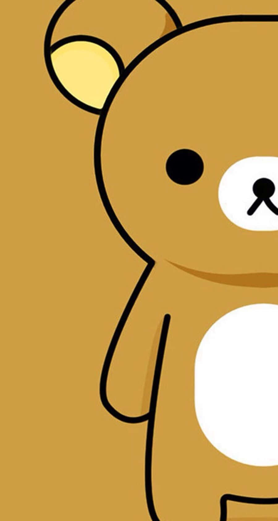 kawaii bear, brown cartoon bear, white belly, HD Phone Wallpaper