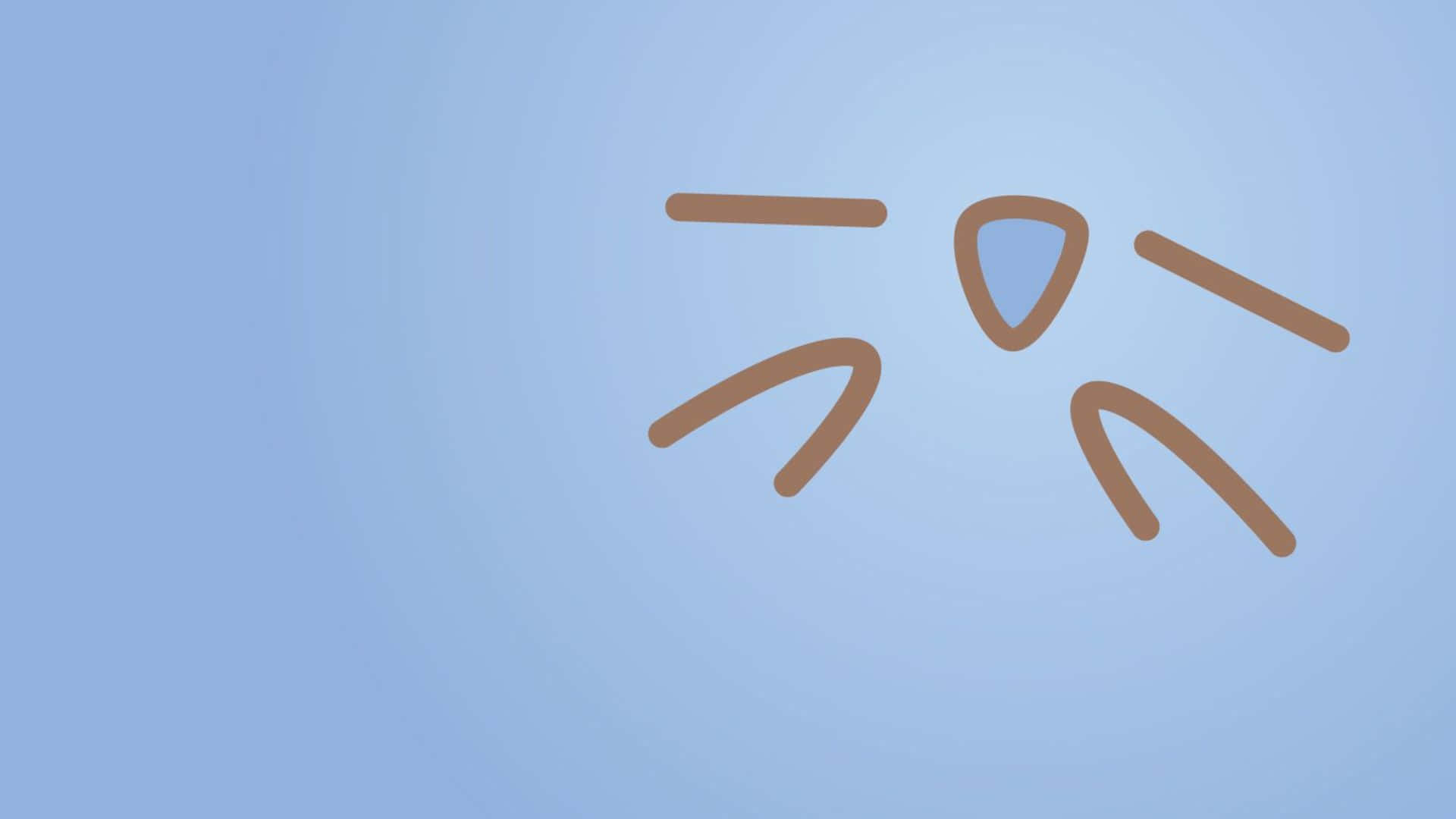 kawaii emoticon, brown lines, blue triangle, Full HD Desktop Wallpaper
