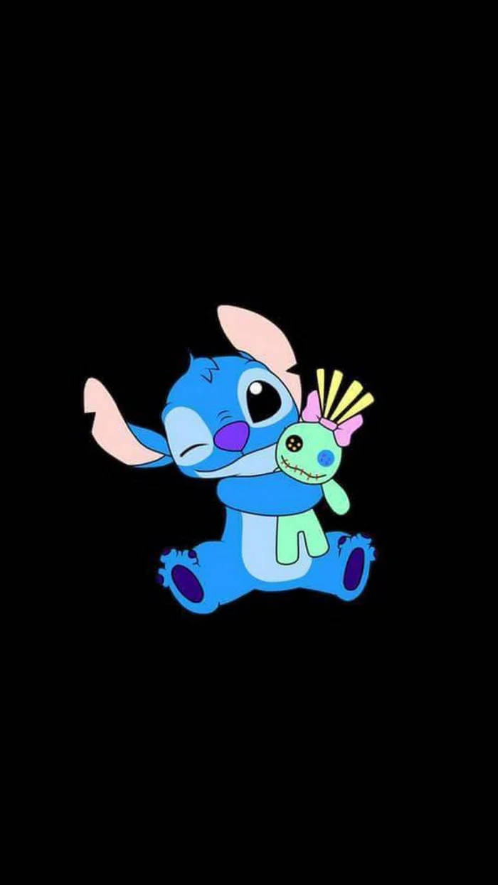 Stitch, blue cartoon alien, green stitched doll, SD Phone Wallpaper