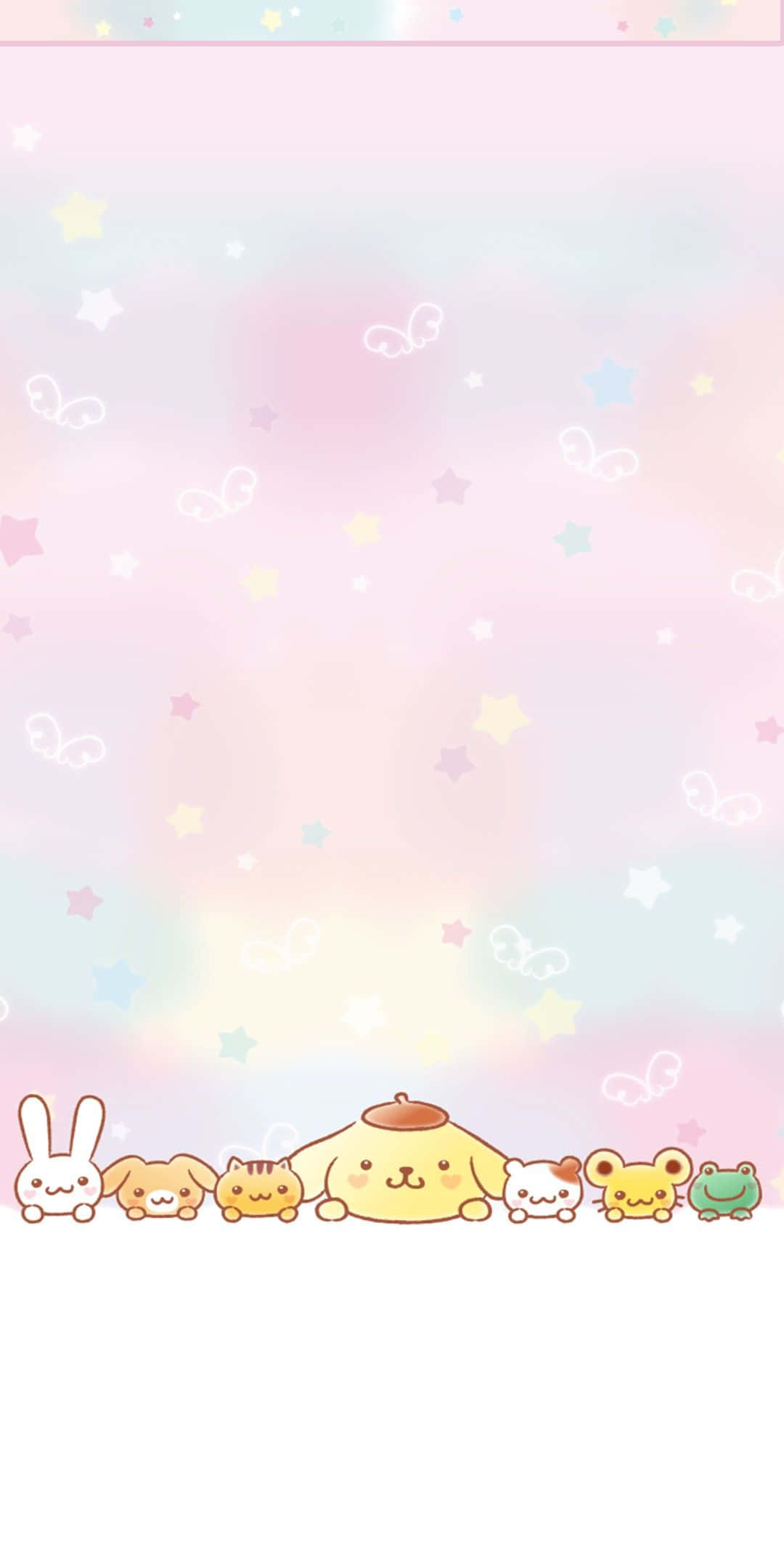 kawaii characters, pastel sky, stars, Full HD Phone Wallpaper