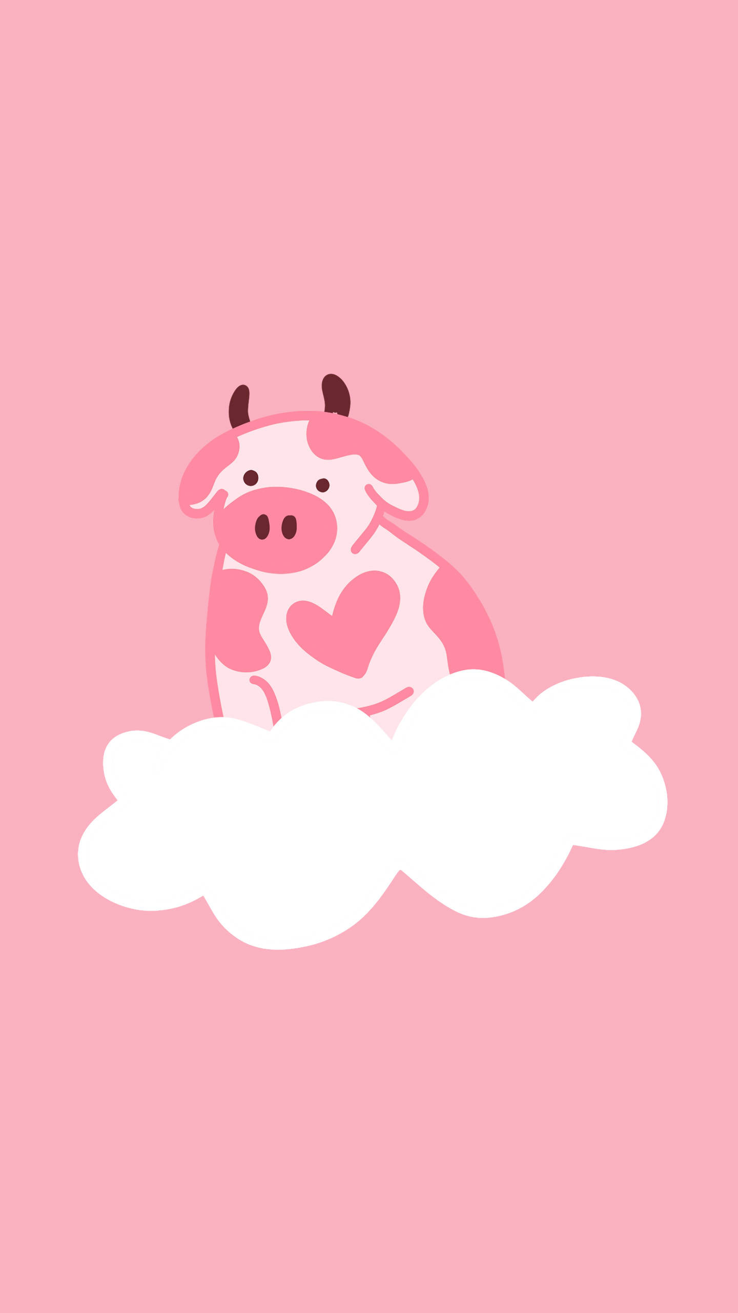 Strawberry Cow, pink cow, heart, 2K Phone Wallpaper