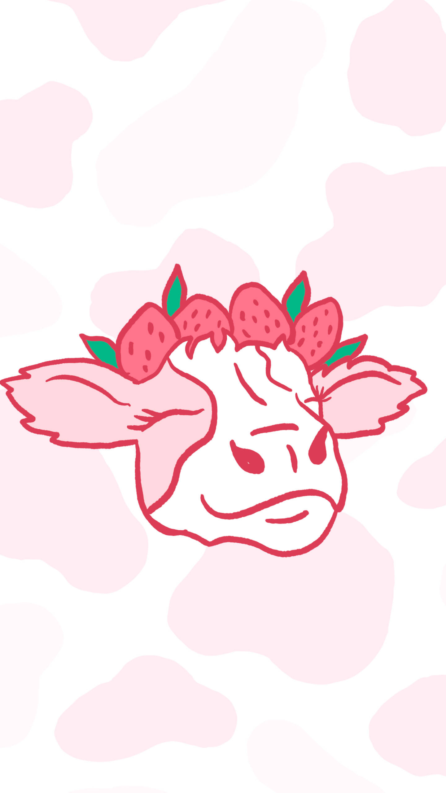 Strawberry Cow, pink cow, strawberry hair, 2K Phone Wallpaper