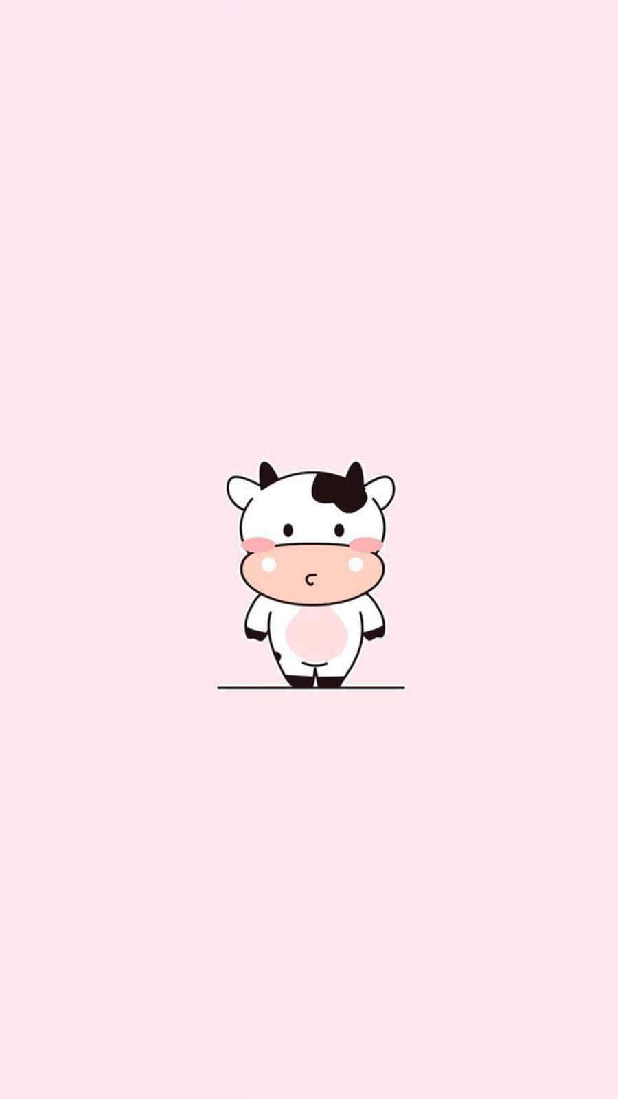 Kawaii Strawberry Cow, pink cheeks, black spots, HD Phone Wallpaper