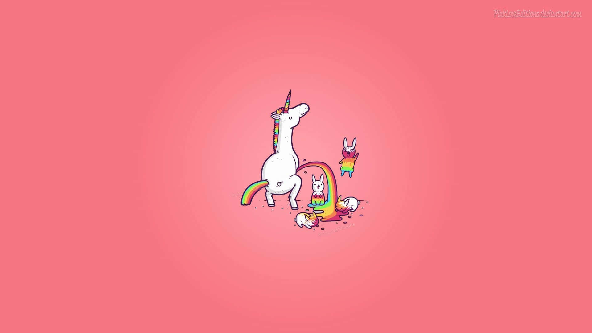 kawaii unicorn, rainbow mane, rainbow tail, Full HD Desktop Wallpaper