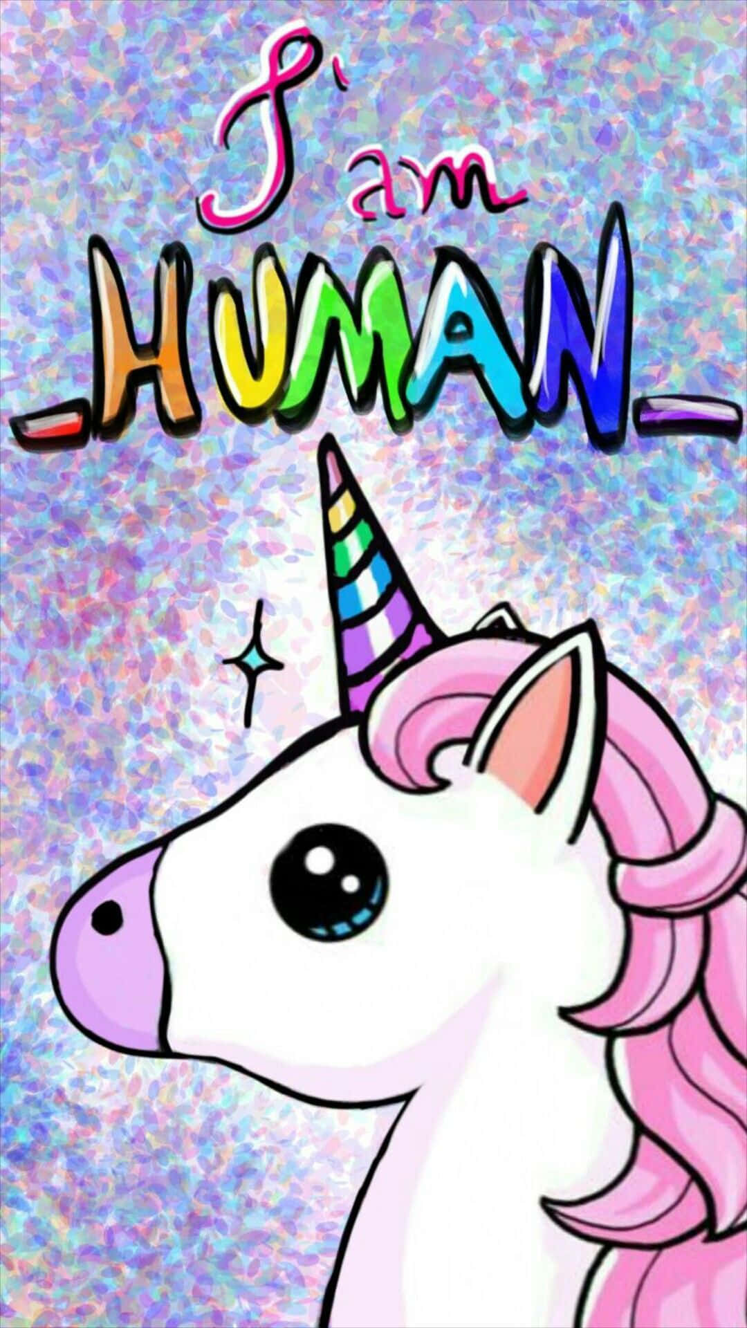Kawaii Unicorn, pink mane, rainbow horn, Full HD Phone Wallpaper