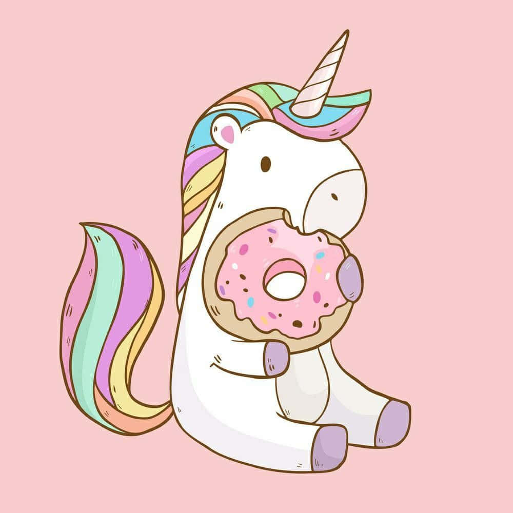 Kawaii Unicorn, rainbow mane, rainbow tail, SD Desktop Wallpaper