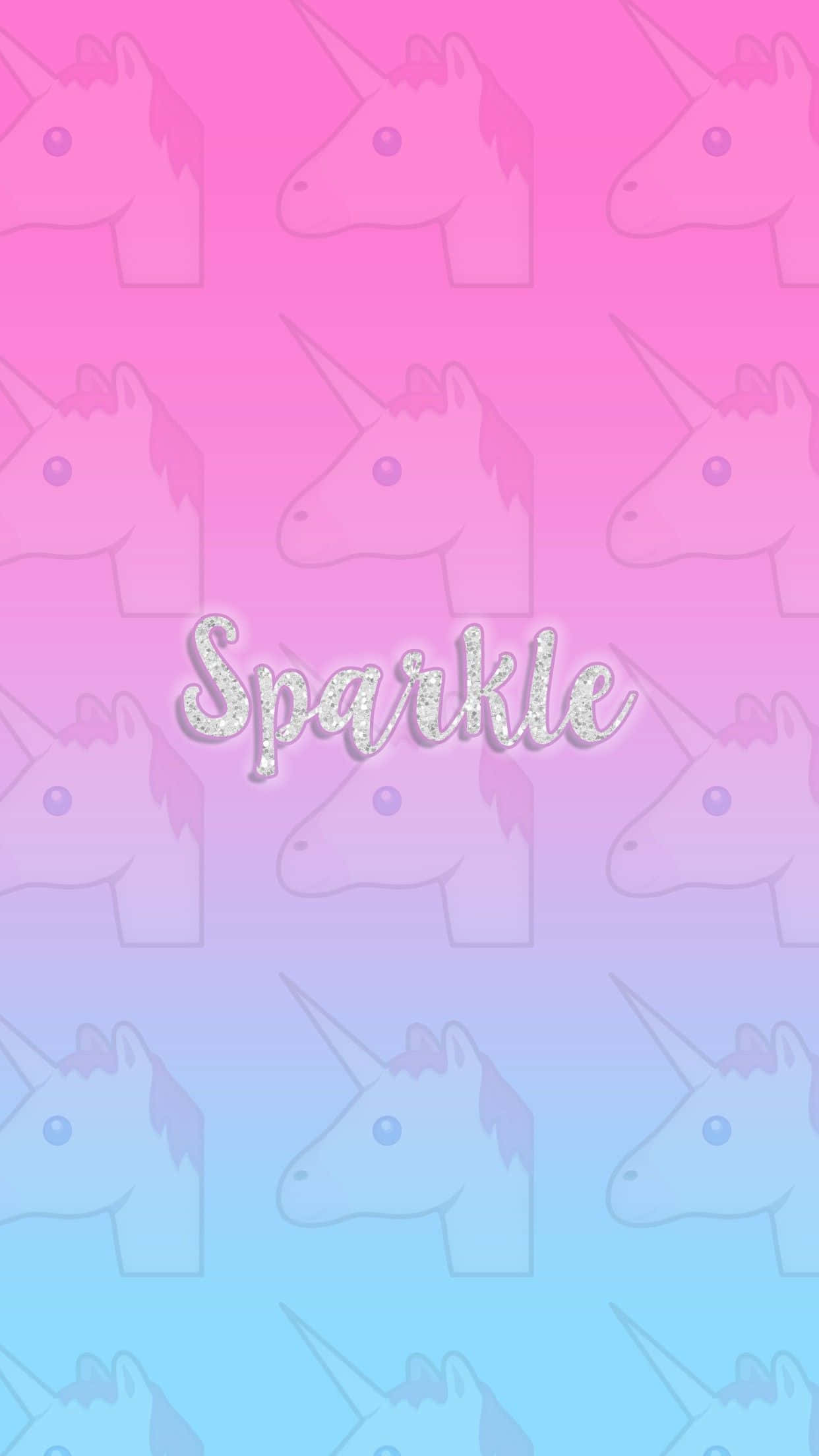 kawaii unicorn, pink to blue gradient, unicorn head silhouettes, Full HD Phone Wallpaper