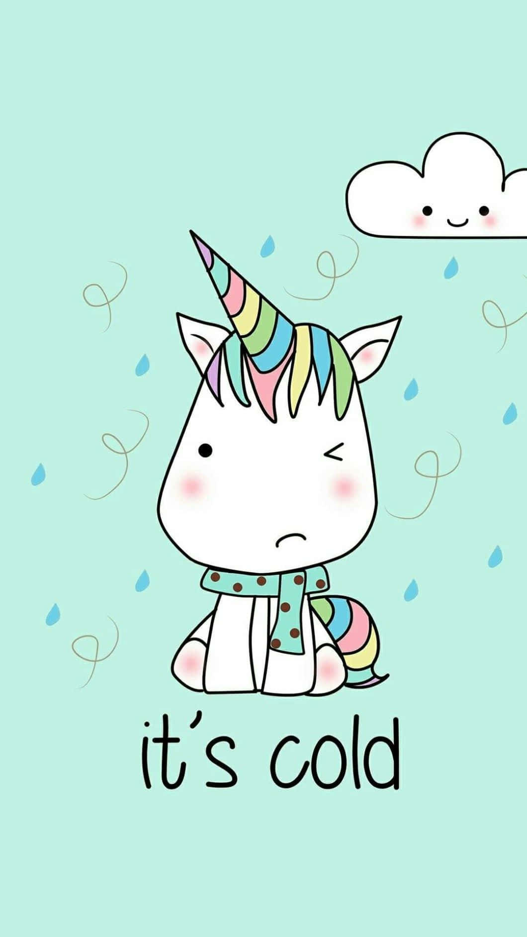 kawaii unicorn, cartoon unicorn, scarf, HD Phone Wallpaper
