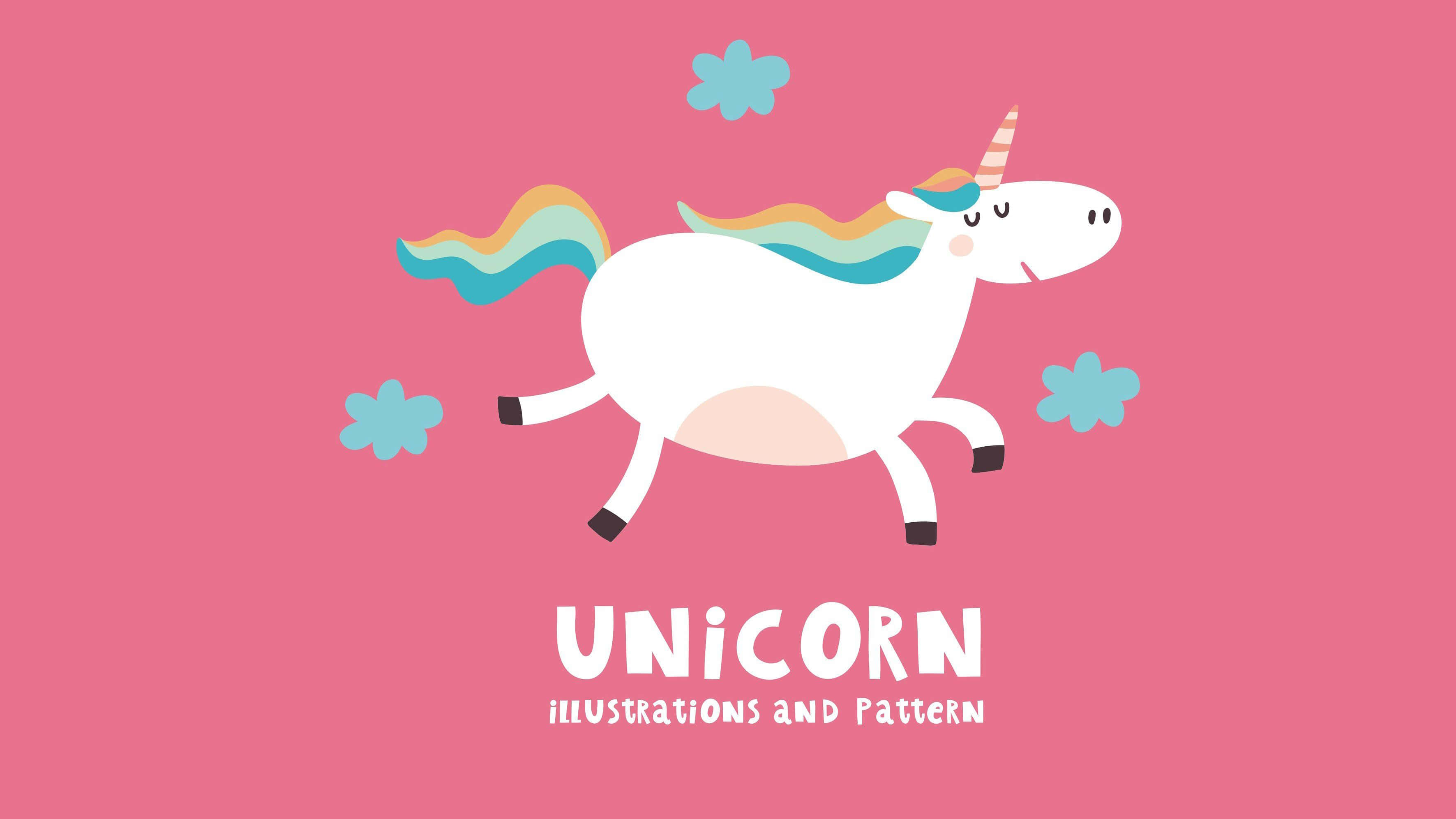 kawaii unicorn, rainbow mane, rainbow tail, 2K Desktop Wallpaper