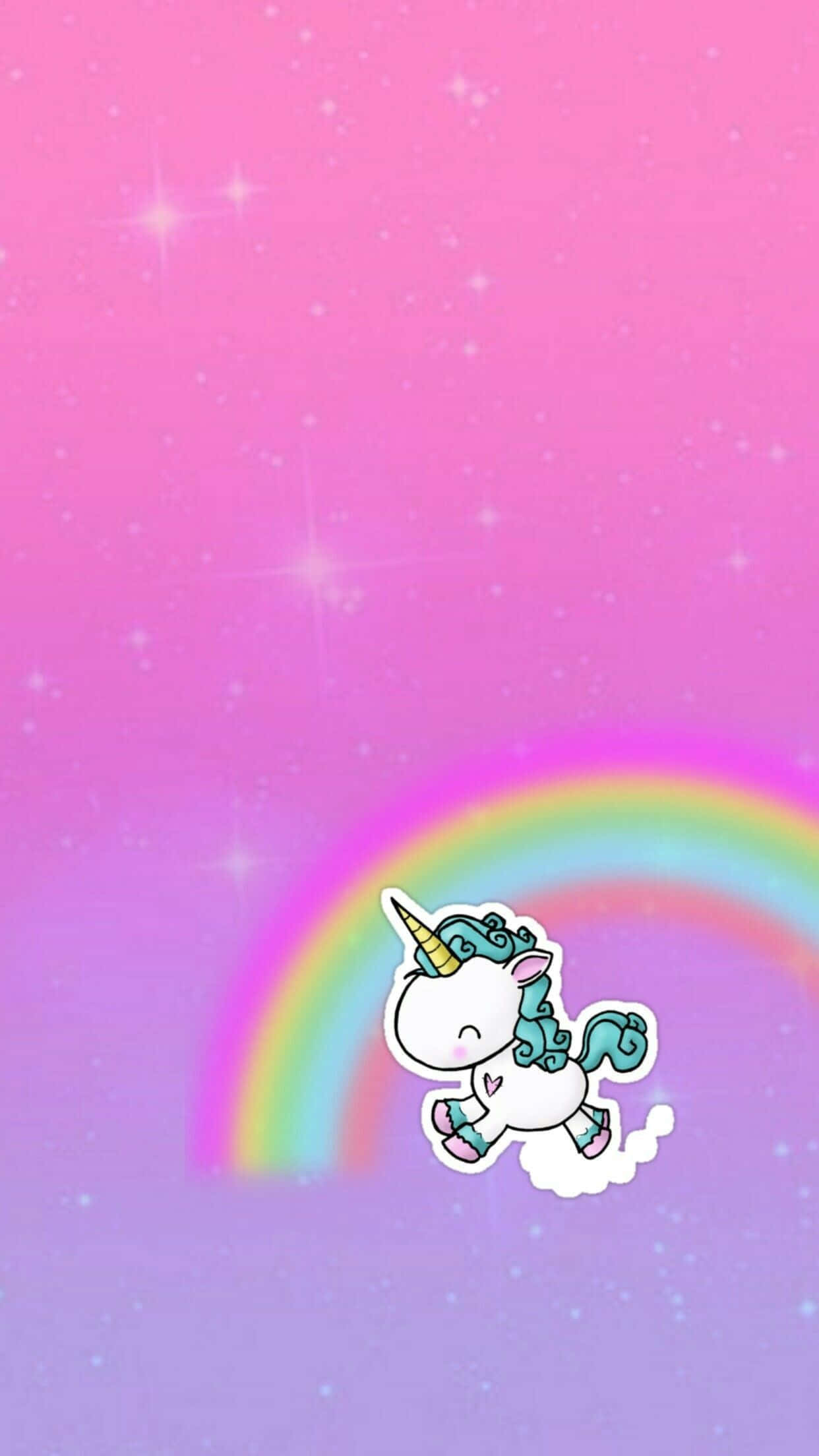 kawaii unicorn, teal mane, teal horn, Full HD Phone Wallpaper