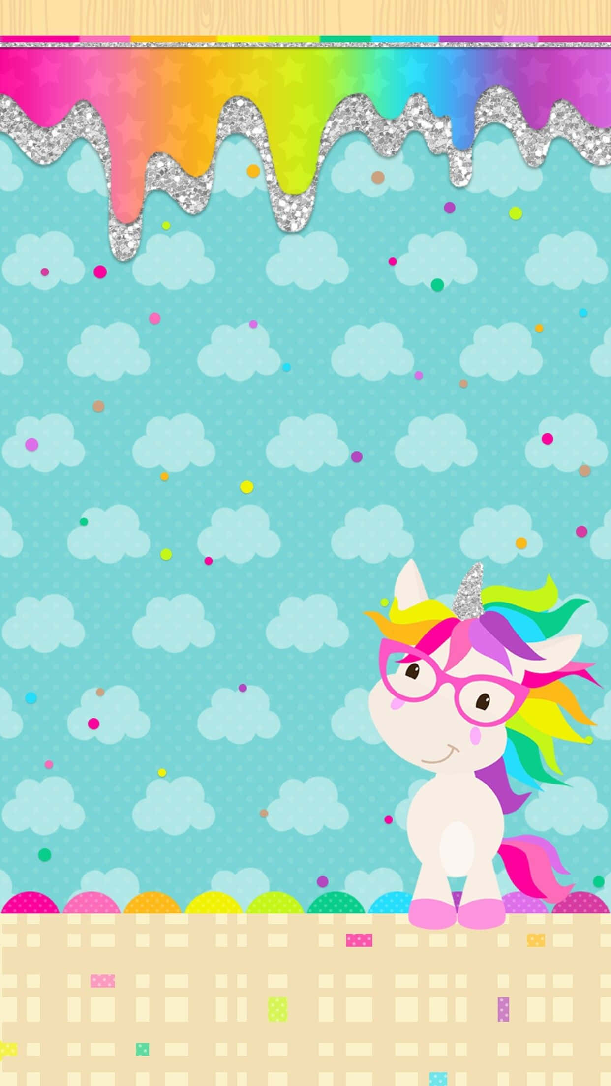 kawaii unicorn, pastel fence, rainbow mane, Full HD Phone Wallpaper