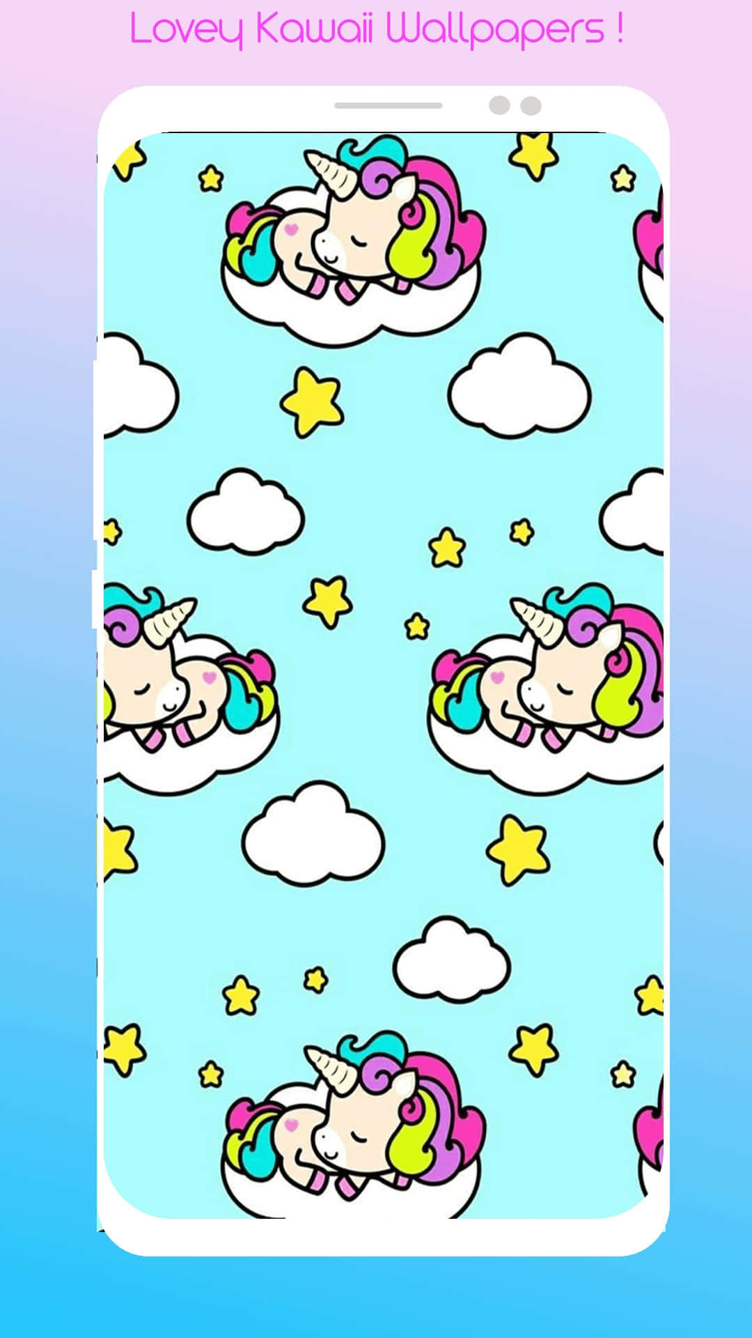 Kawaii Unicorn, rainbow manes, fluffy clouds, Full HD Phone Wallpaper