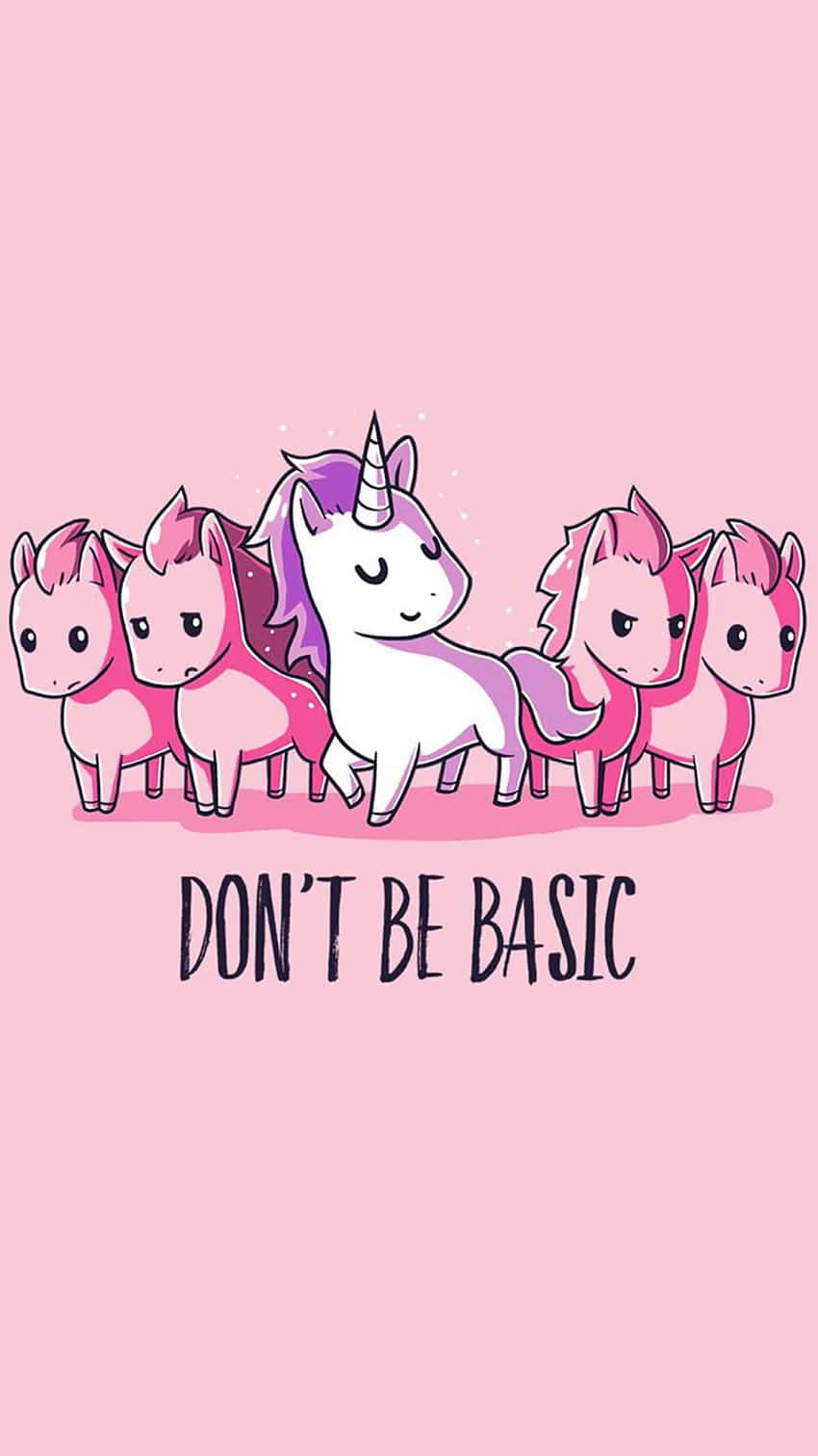 purple mane, four pink unicorns, soft pink background, HD Phone Wallpaper