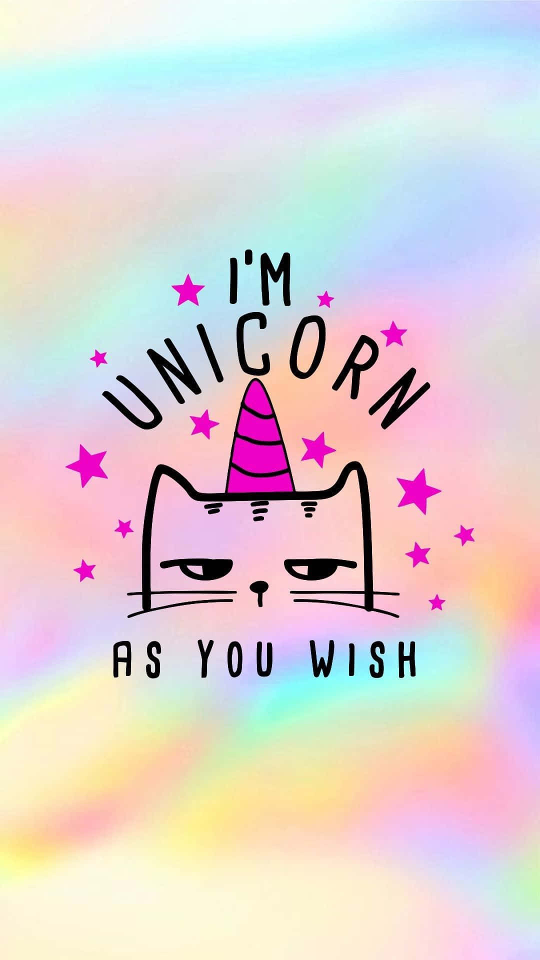 kawaii unicorn, cartoon cat, pink unicorn horn, Full HD Phone Wallpaper