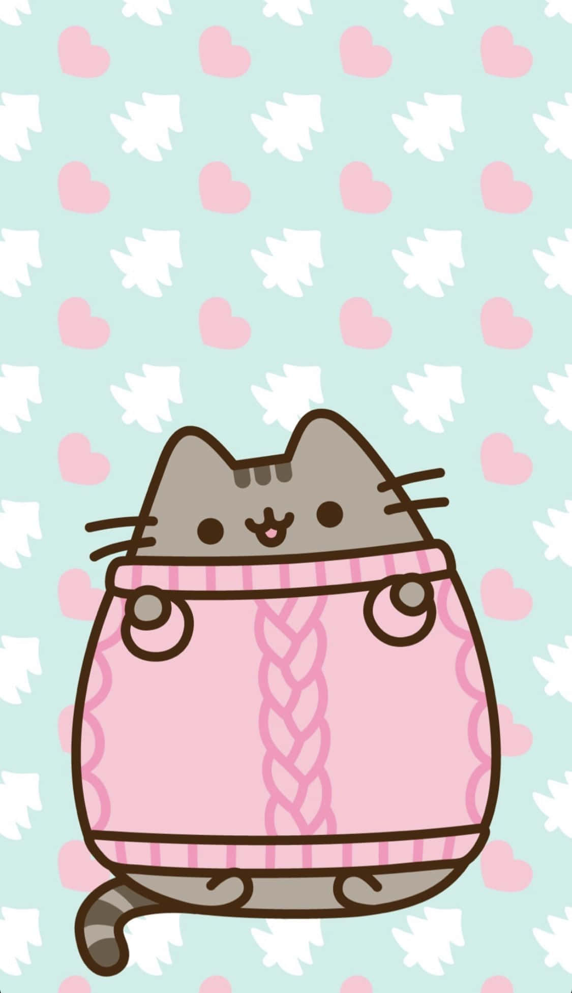 kawaii valentine, cartoon cat, pink sweater, Full HD Phone Wallpaper